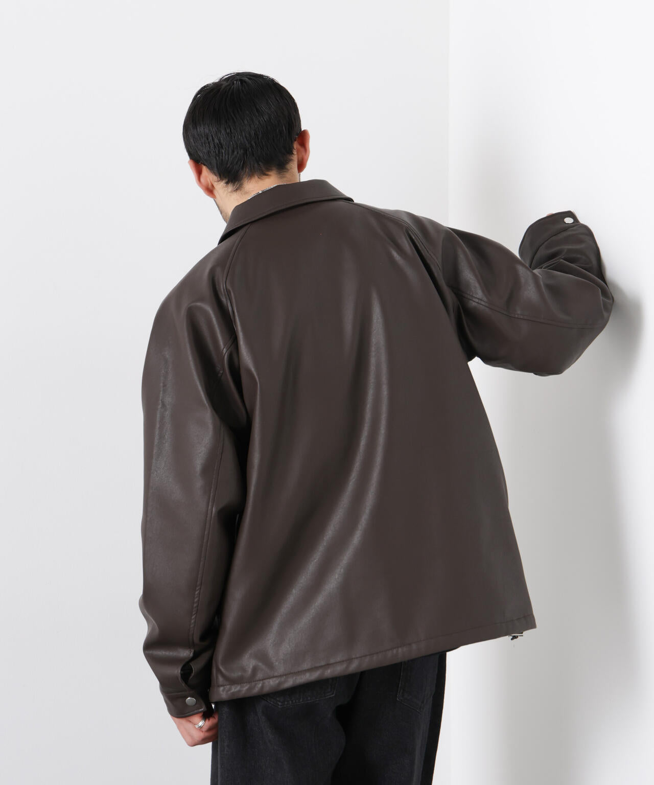 フェイクレザーリラックスコーチジャケット