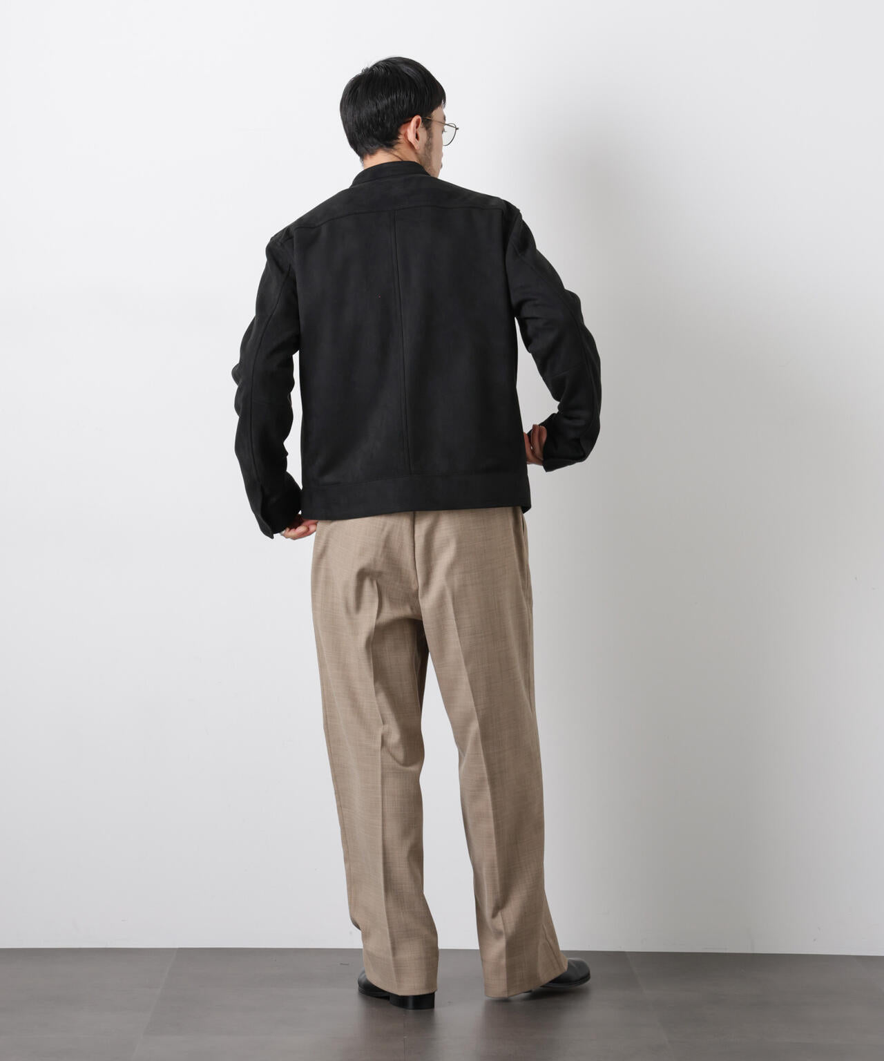 フェイクスエードバンドカラーライダースジャケット