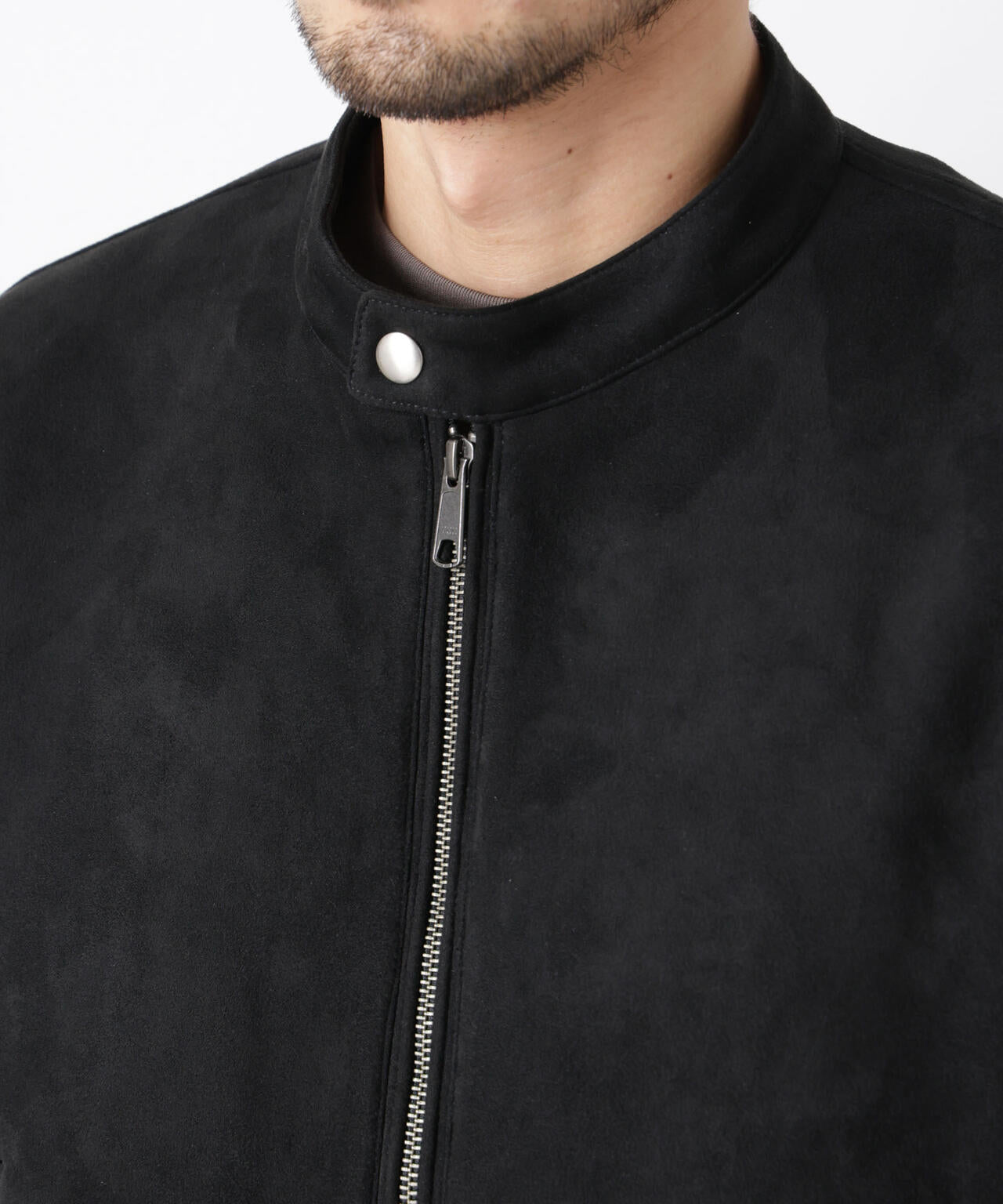 フェイクスエードバンドカラーライダースジャケット