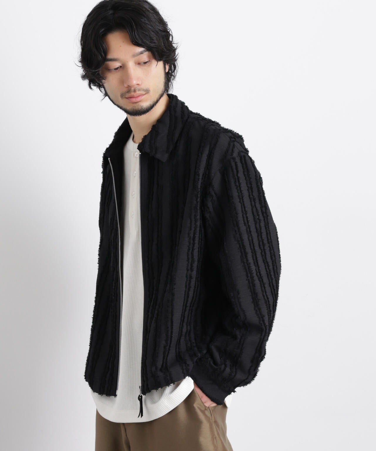 「ASSEMBLANC」カットレースフリンジブルゾン
