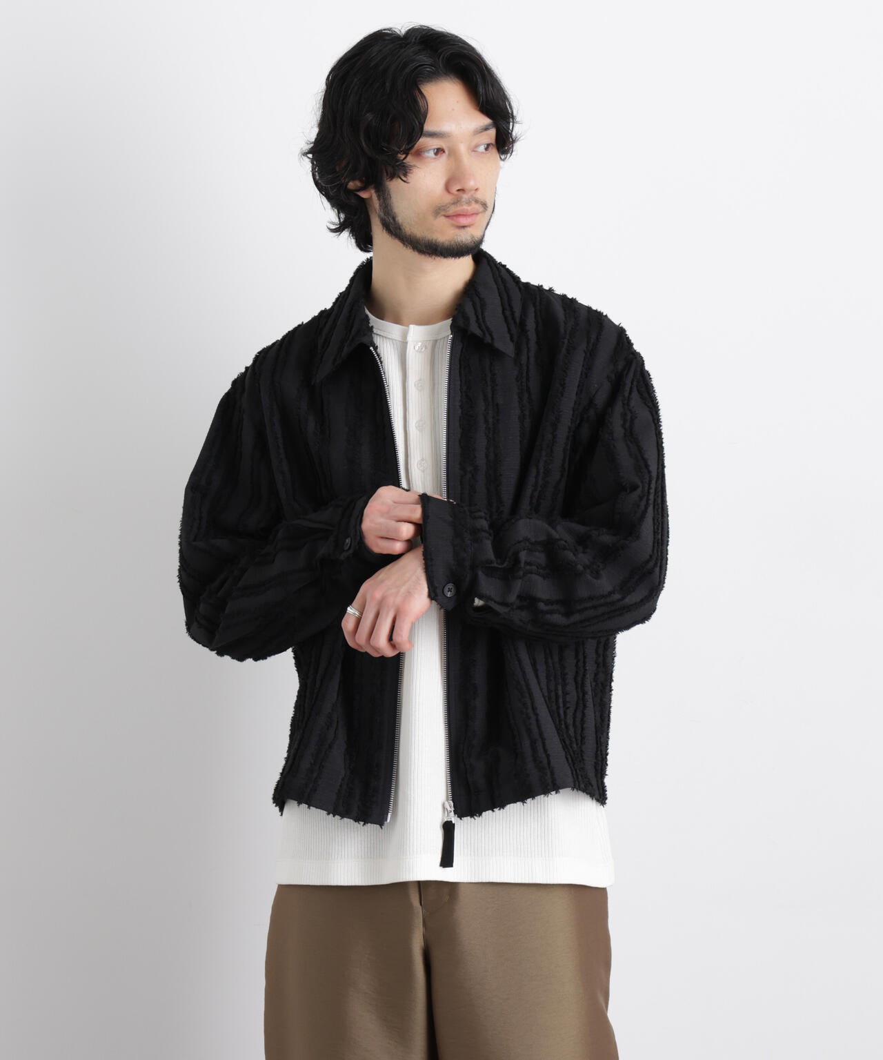 「ASSEMBLANC」カットレースフリンジブルゾン
