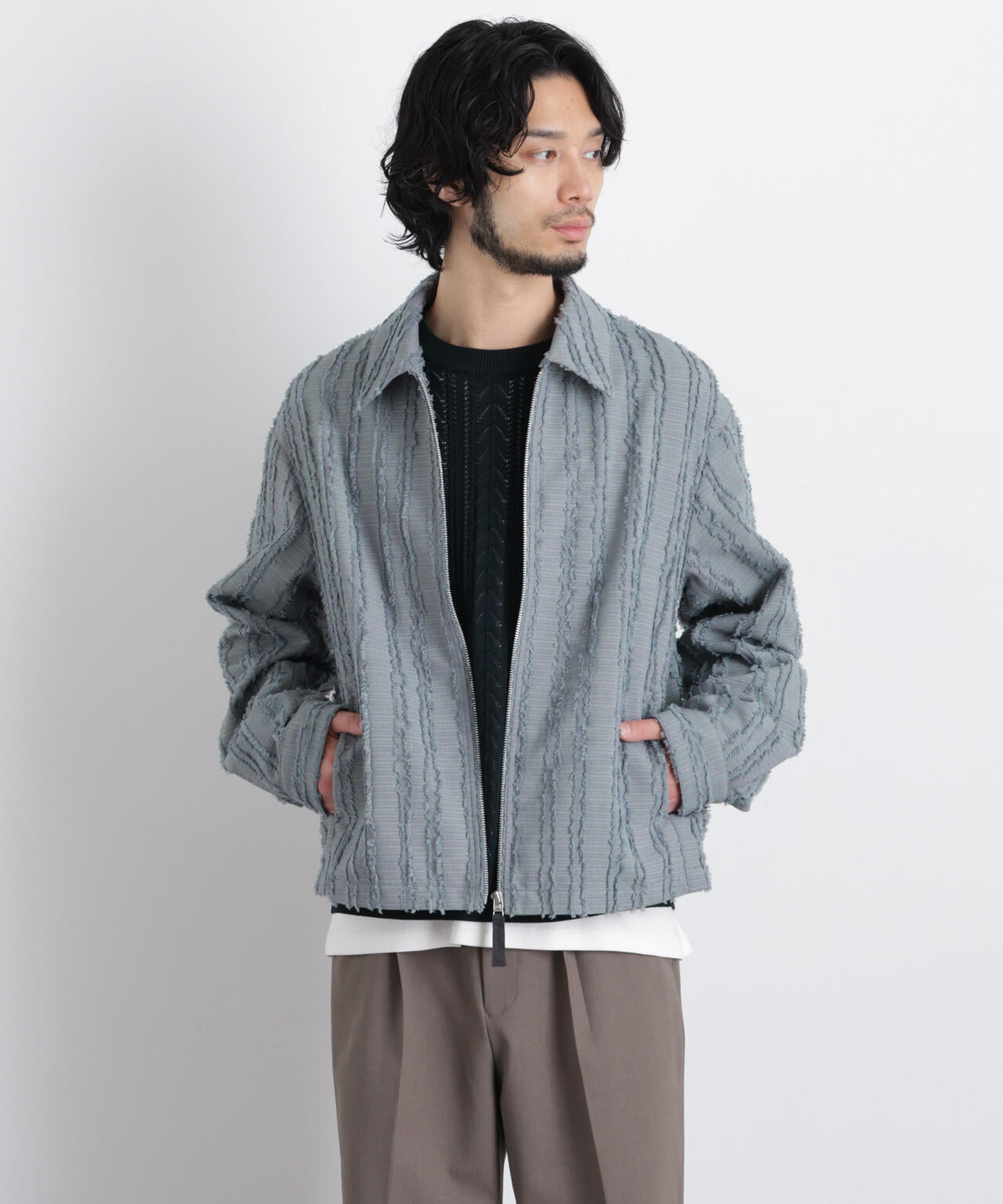 「ASSEMBLANC」カットレースフリンジブルゾン