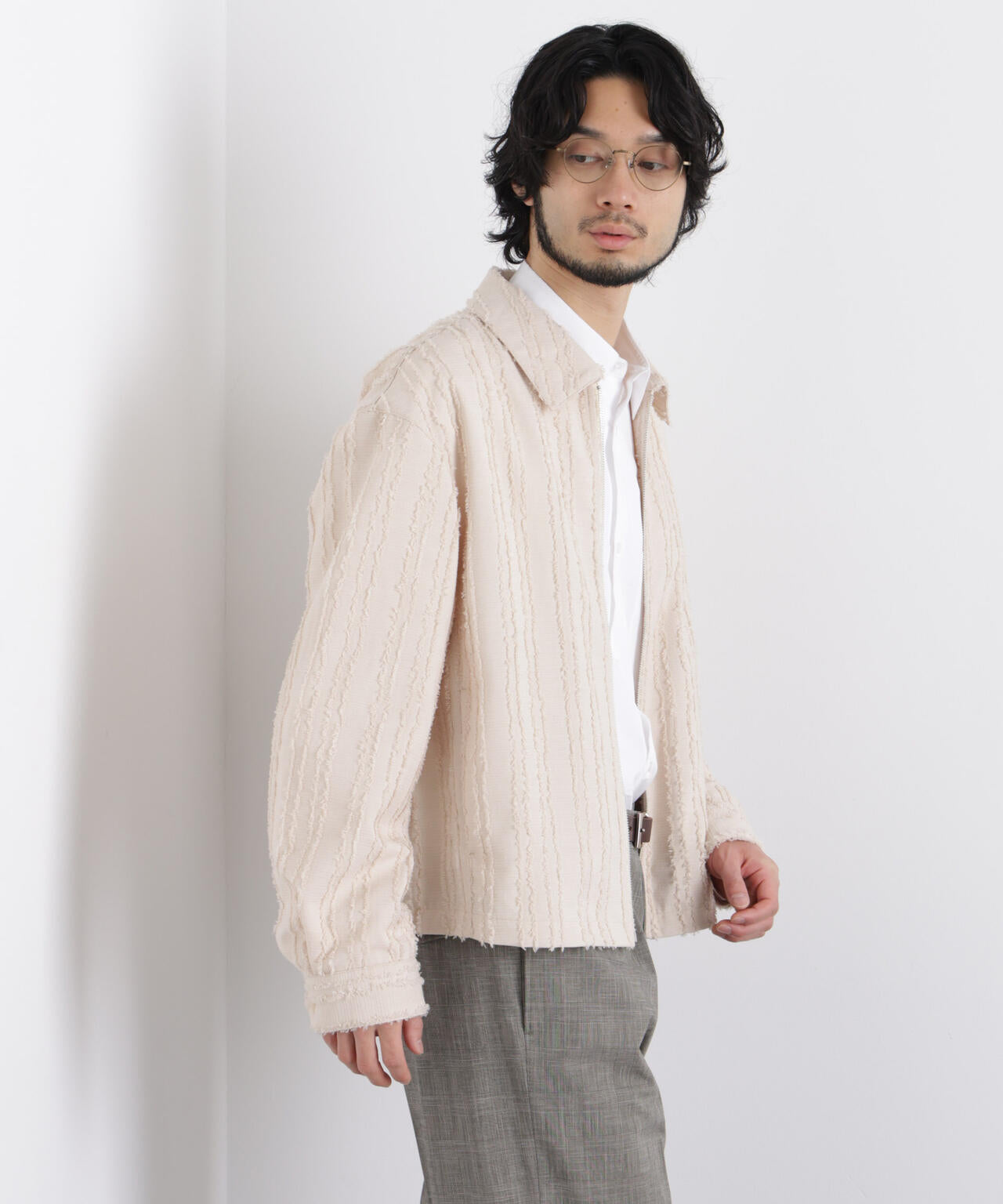 「ASSEMBLANC」カットレースフリンジブルゾン