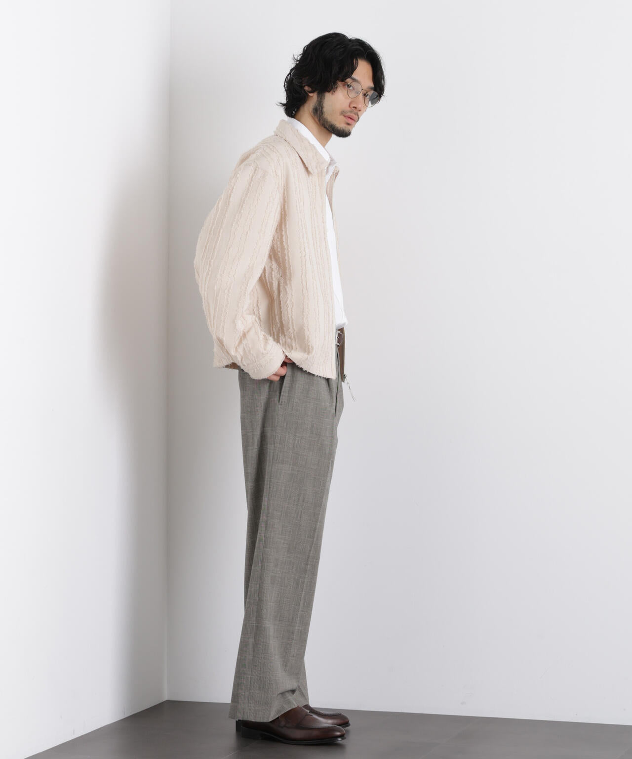 「ASSEMBLANC」カットレースフリンジブルゾン