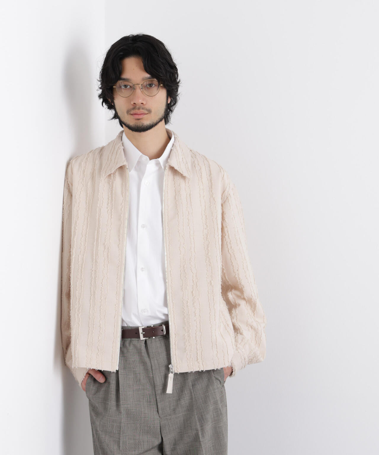 「ASSEMBLANC」カットレースフリンジブルゾン