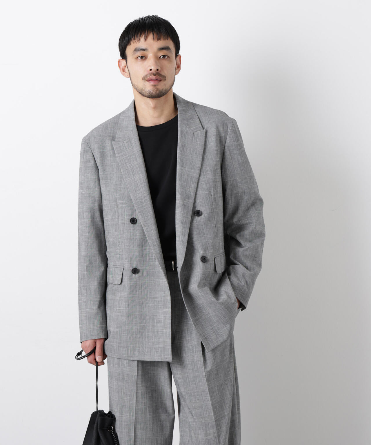 グレンチェックダブルブレストジャケット(セットアップ可)