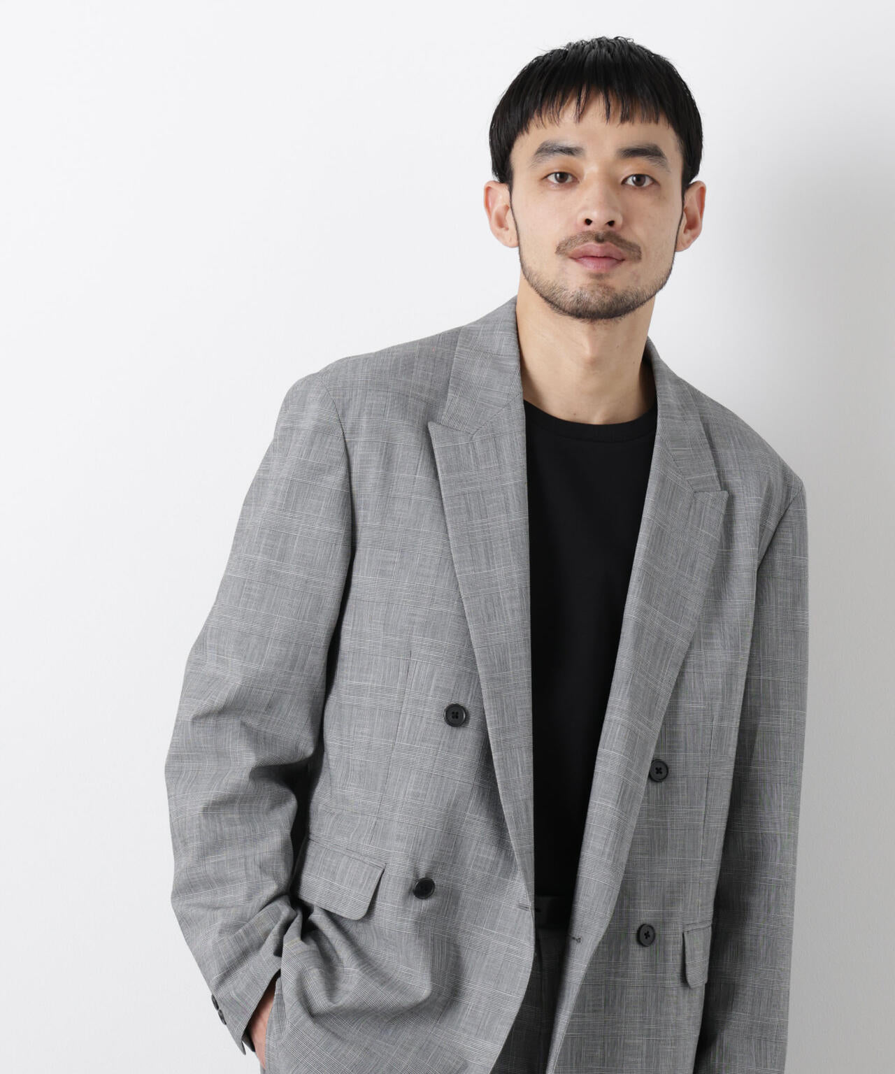 グレンチェックダブルブレストジャケット(セットアップ可)