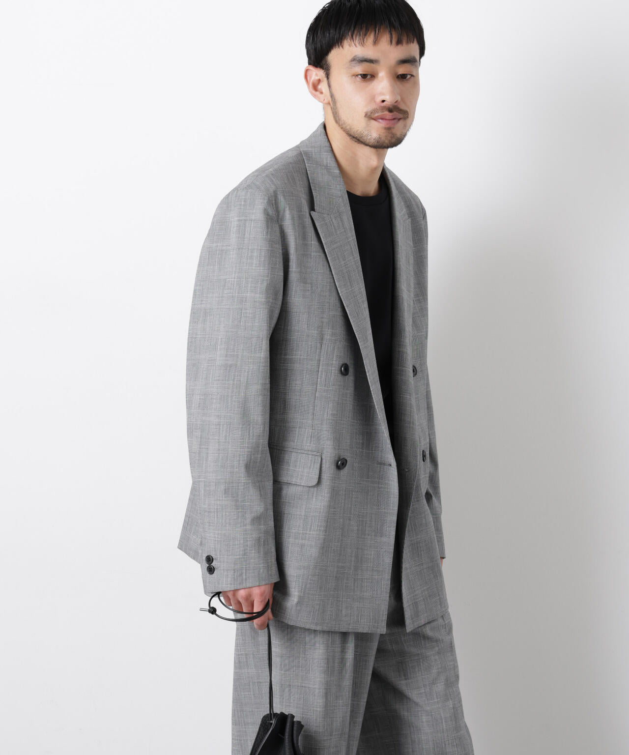 グレンチェックダブルブレストジャケット(セットアップ可)