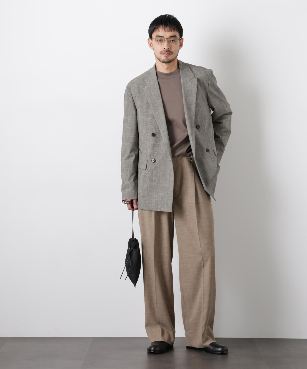 グレンチェックダブルブレストジャケット(セットアップ可)