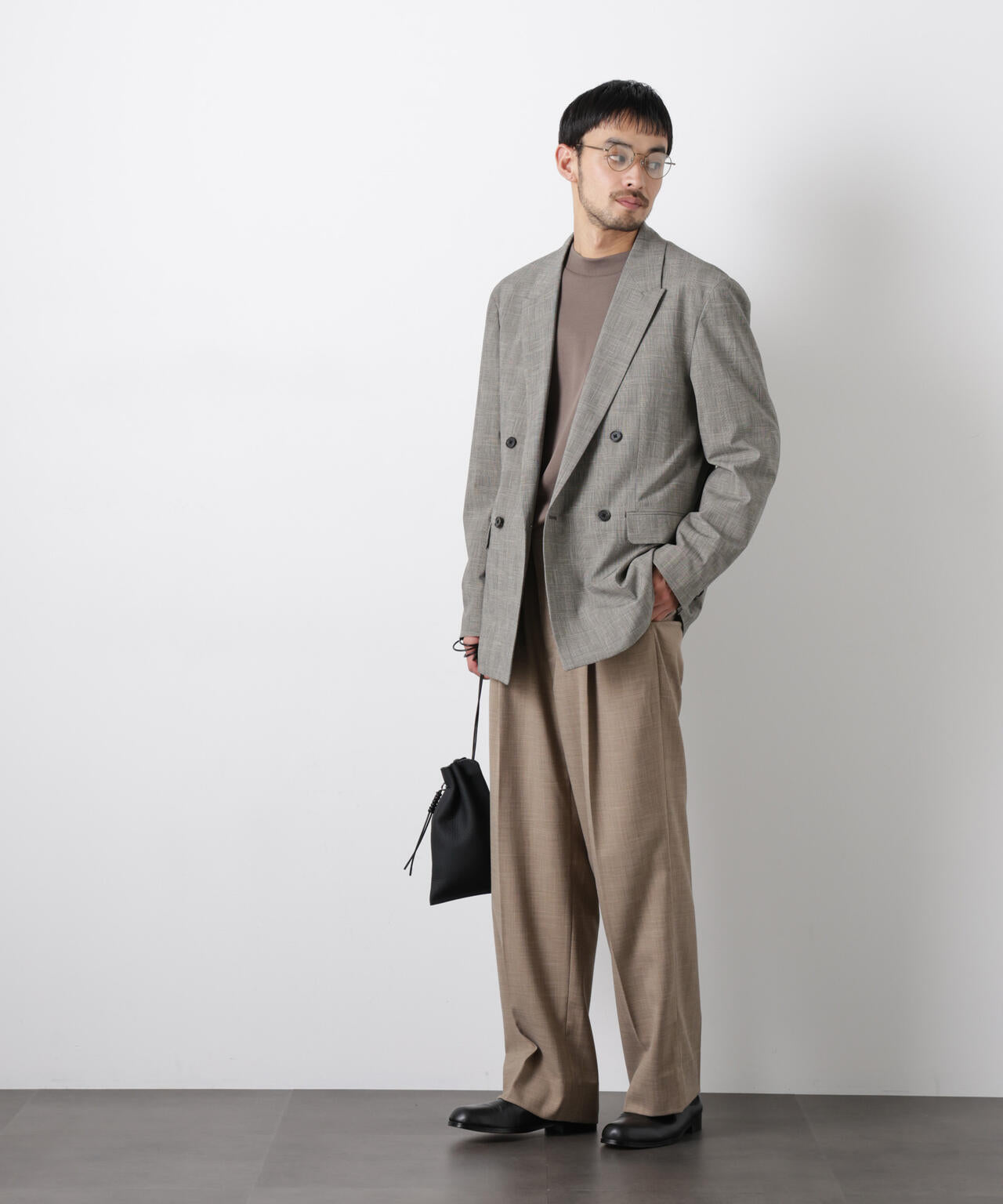 グレンチェックダブルブレストジャケット(セットアップ可)