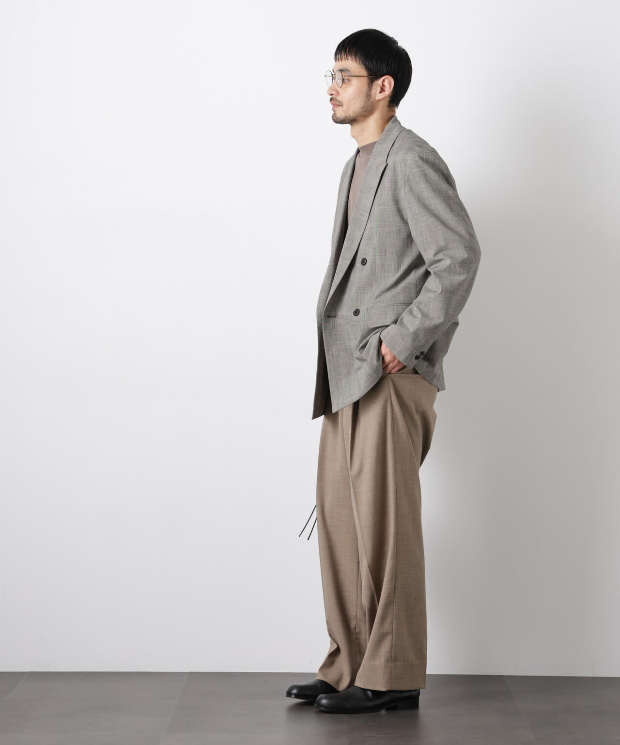 グレンチェックダブルブレストジャケット(セットアップ可)