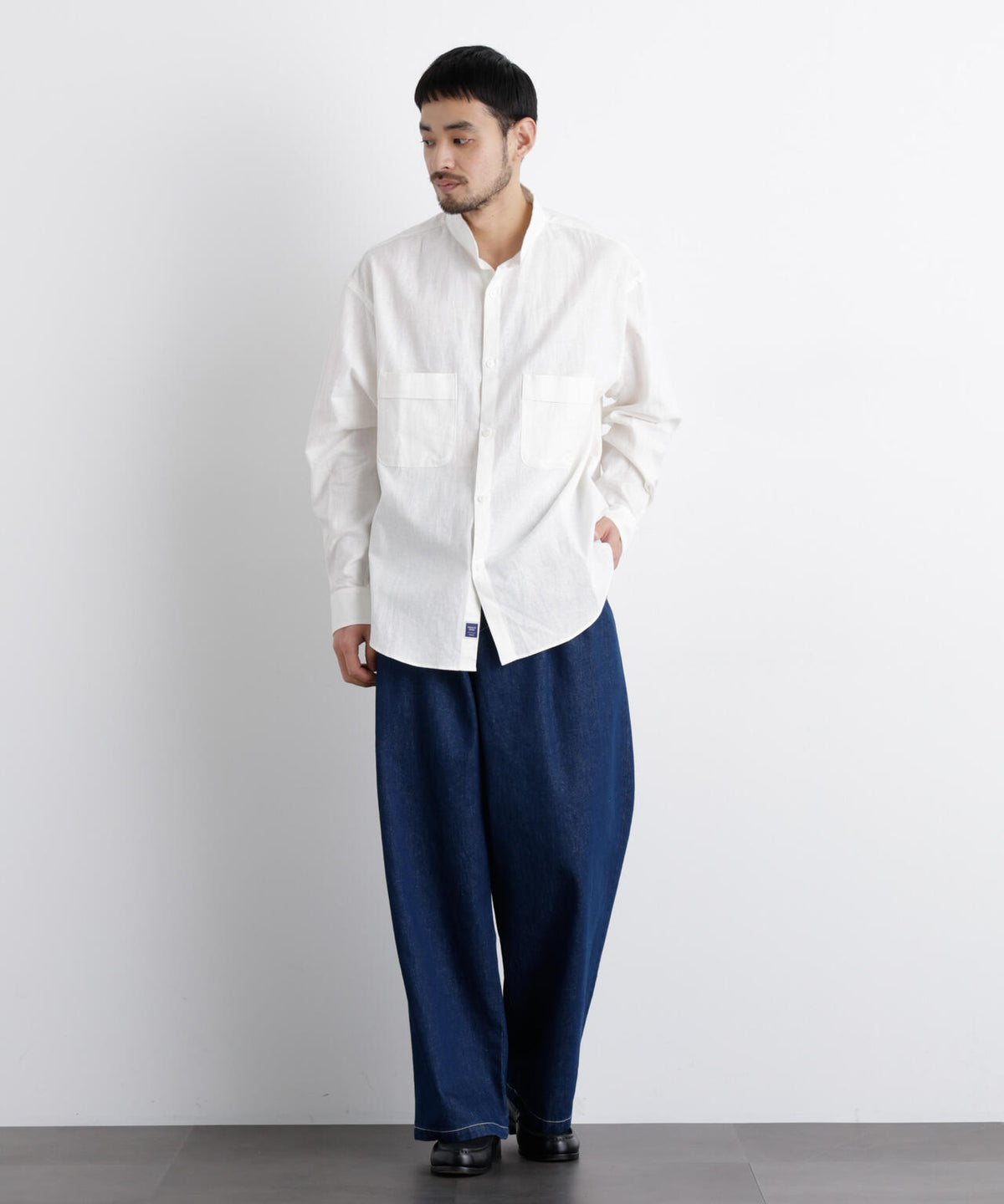 「FRENCH LINEN」リネンコットンスタンドシャツ
