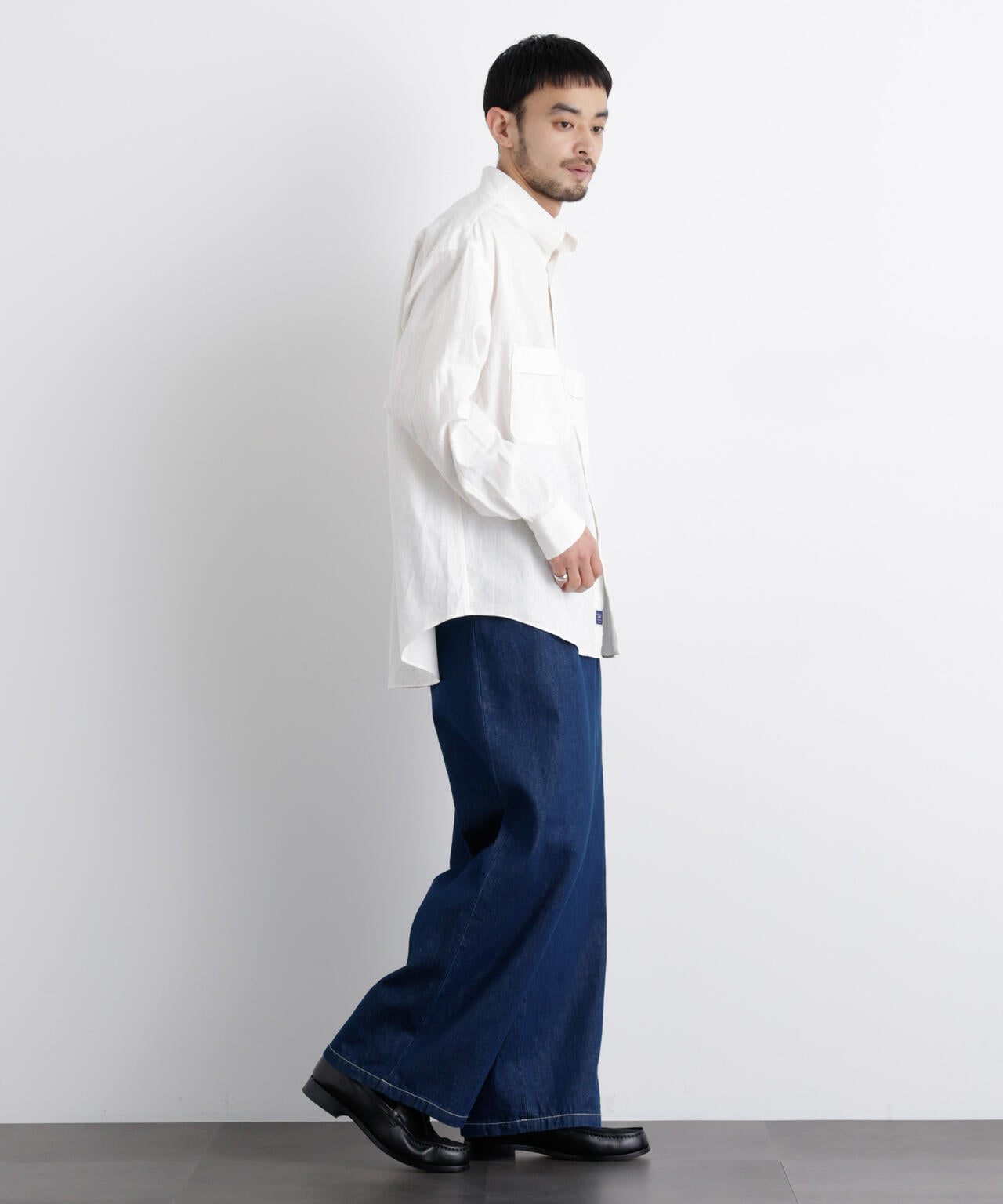 「FRENCH LINEN」リネンコットンスタンドシャツ
