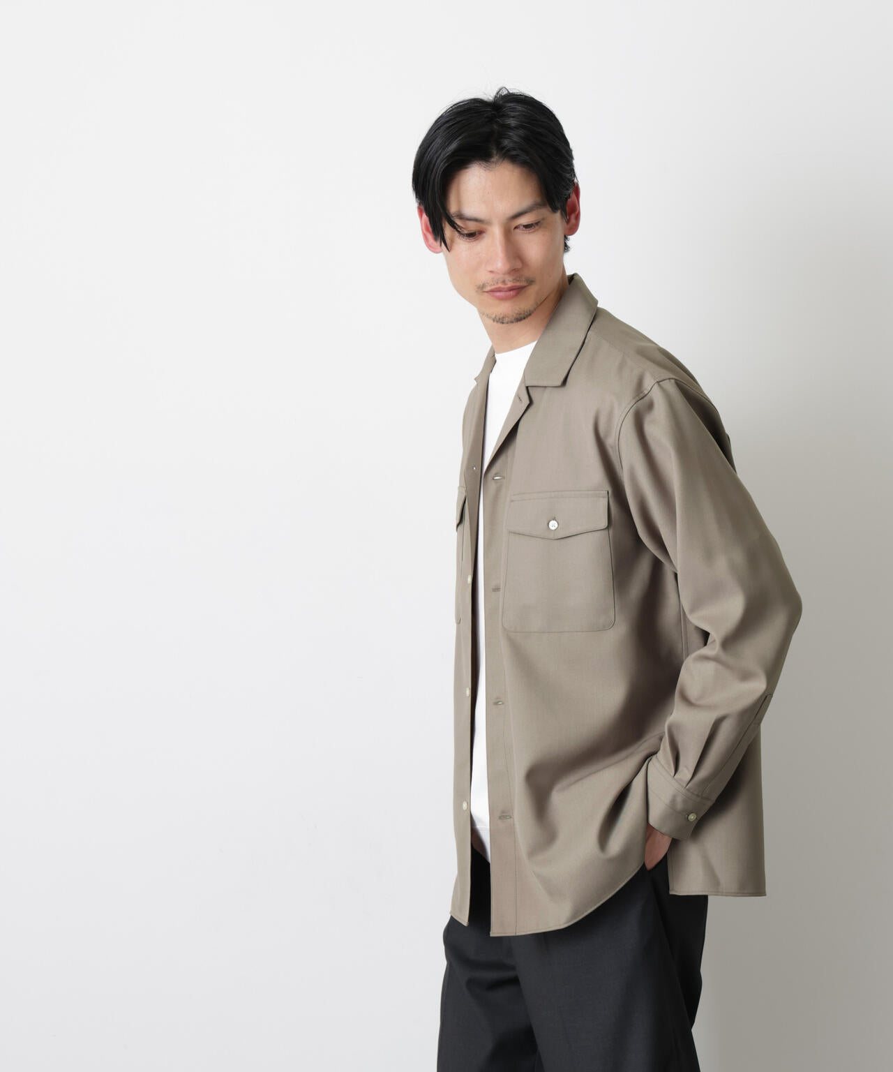 「Gavante」 ドライギャバオープンカラーシャツ