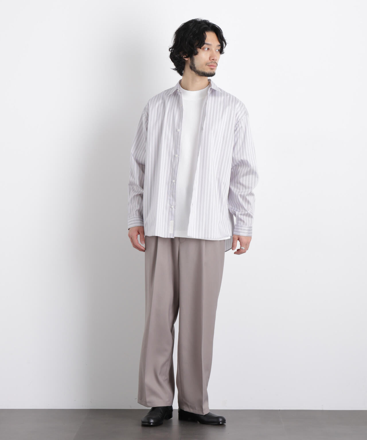 「OtoNANO」大人のワイドシャツレギュラーカラーストライプ長袖