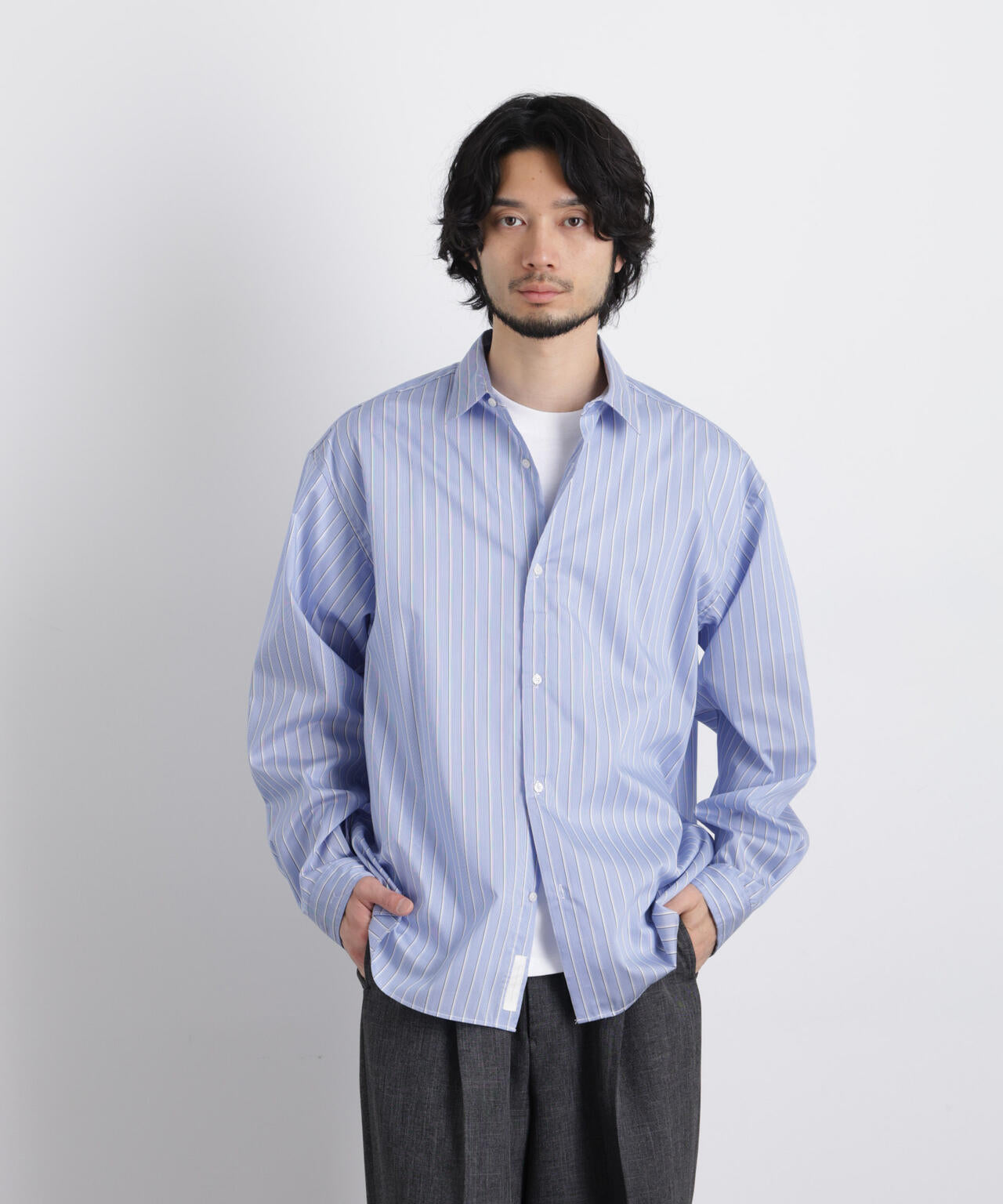 「OtoNANO」大人のワイドシャツレギュラーカラーストライプ長袖