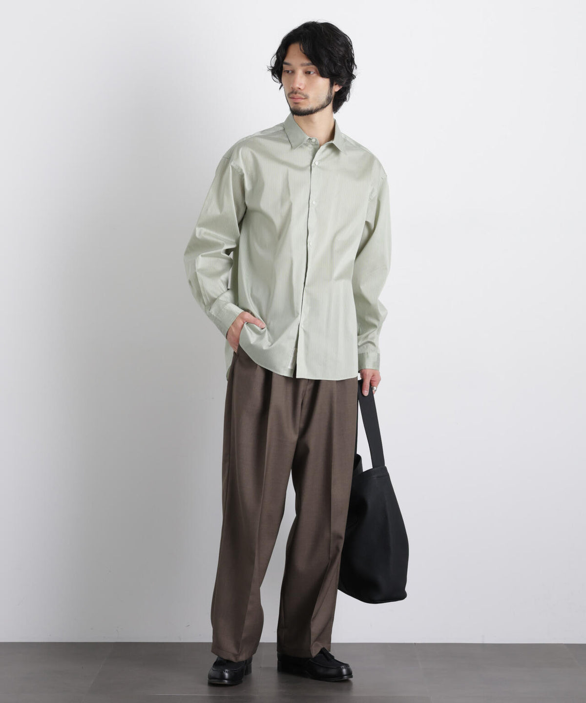 「OtoNANO」大人のワイドシャツレギュラーカラーストライプ長袖