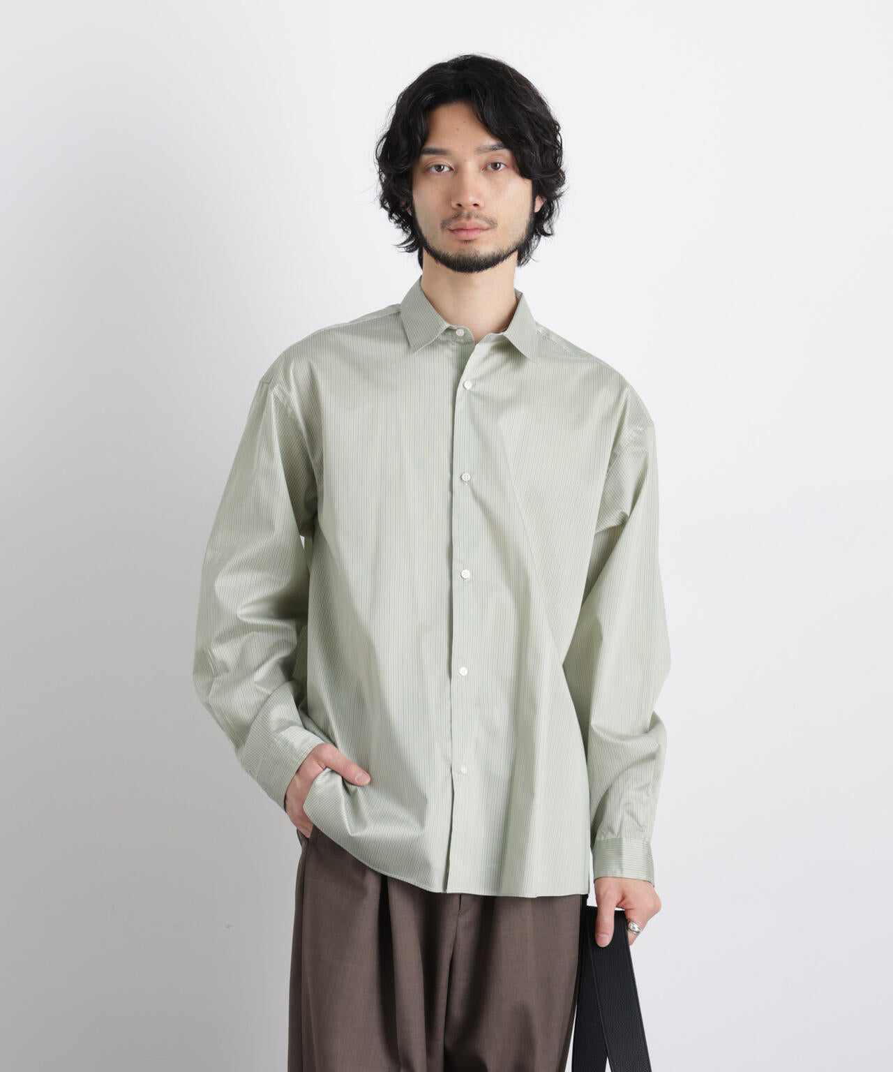 「OtoNANO」大人のワイドシャツレギュラーカラーストライプ長袖