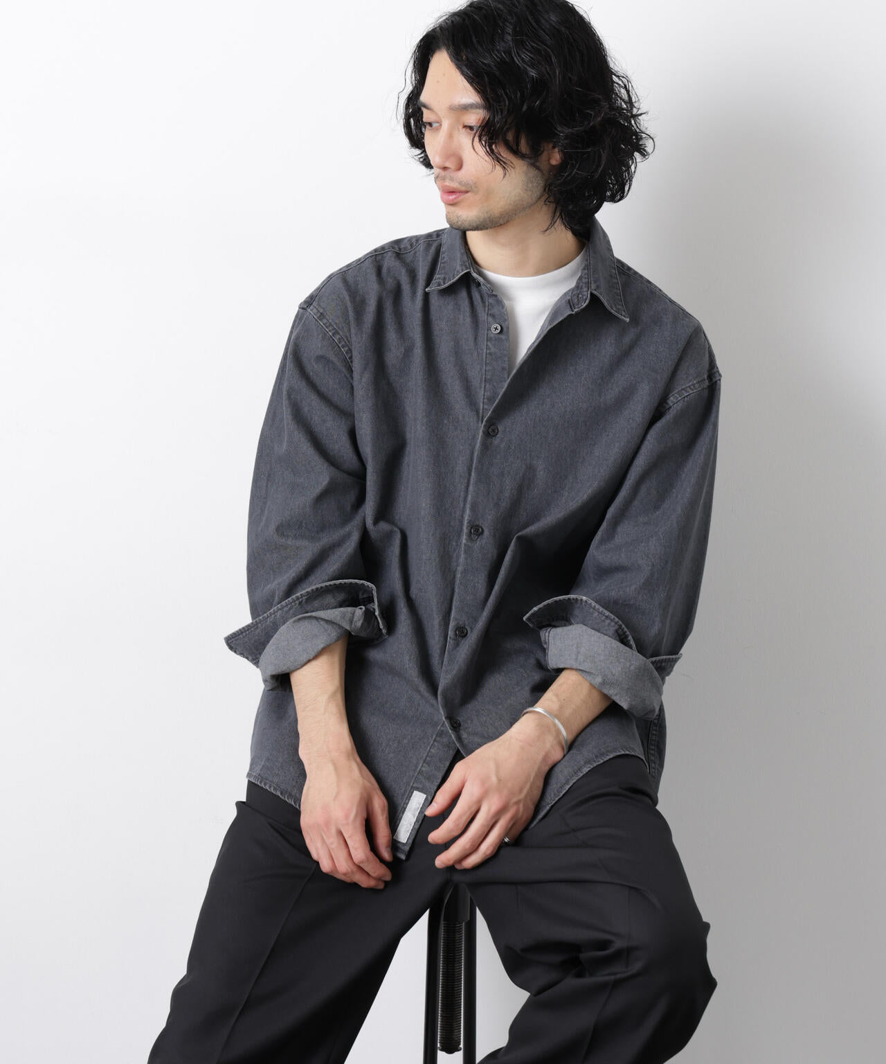 「OtoNANO」大人のワイドシャツ デニムシャツ 長袖