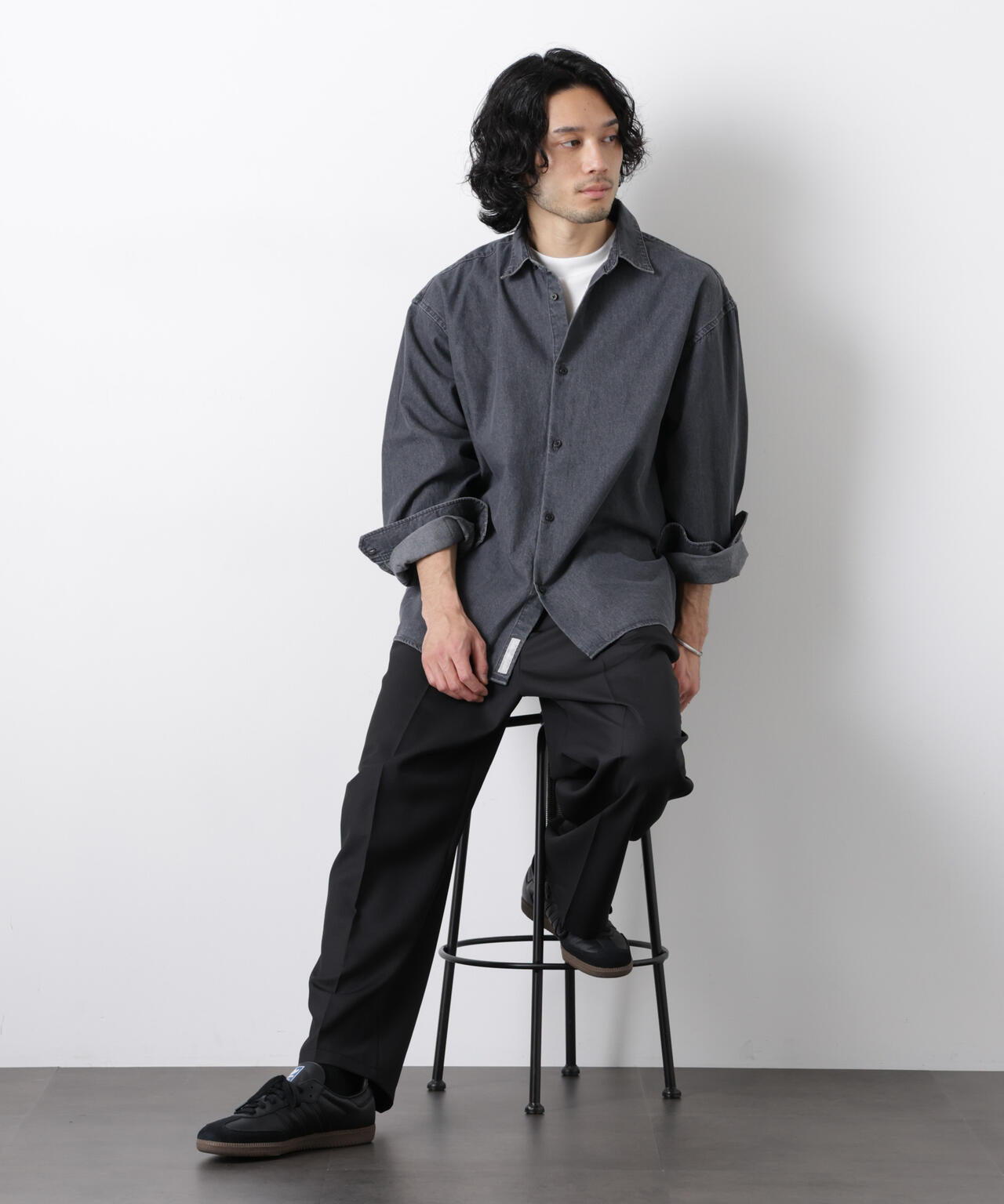 「OtoNANO」大人のワイドシャツ デニムシャツ 長袖