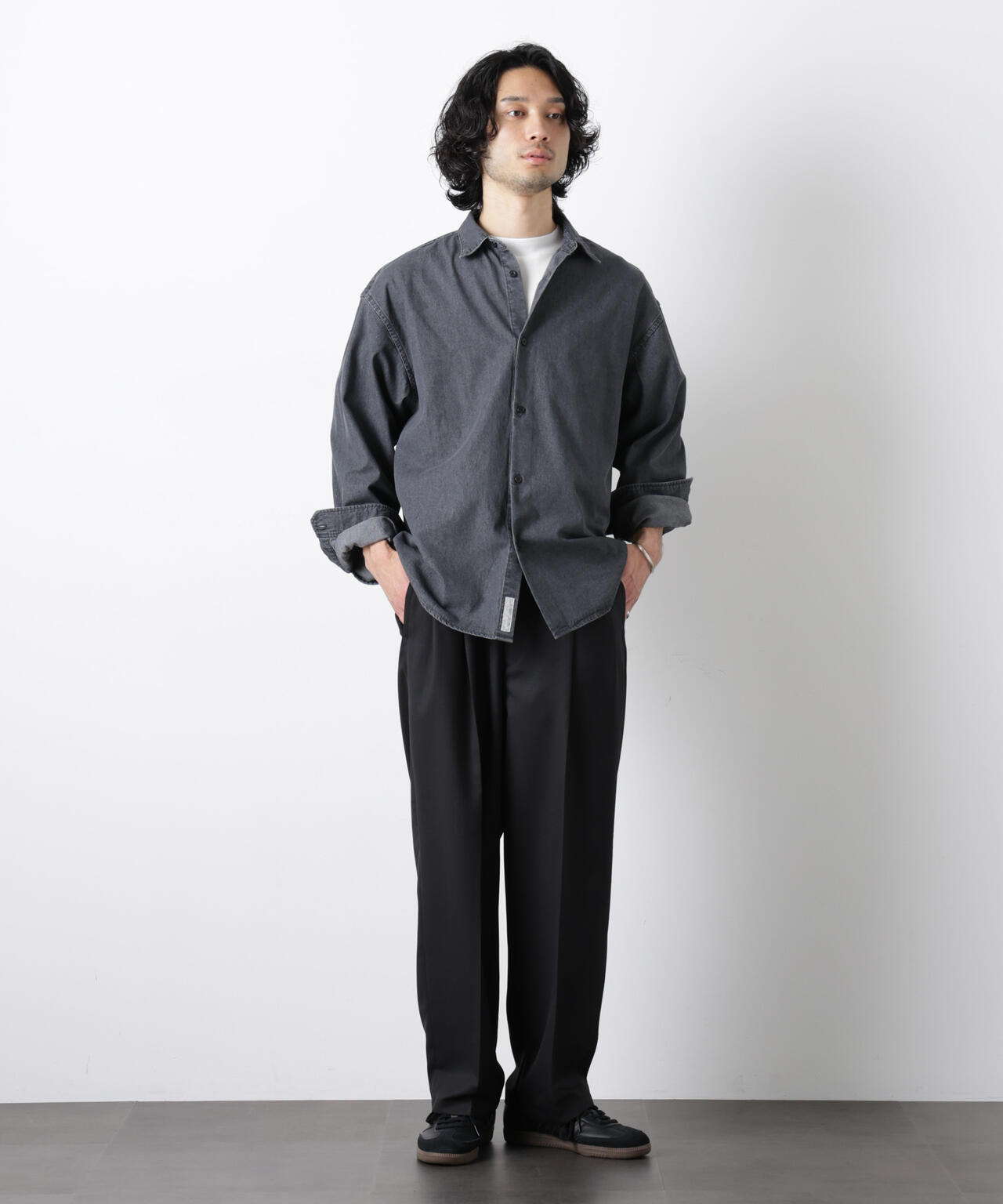 「OtoNANO」大人のワイドシャツ デニムシャツ 長袖