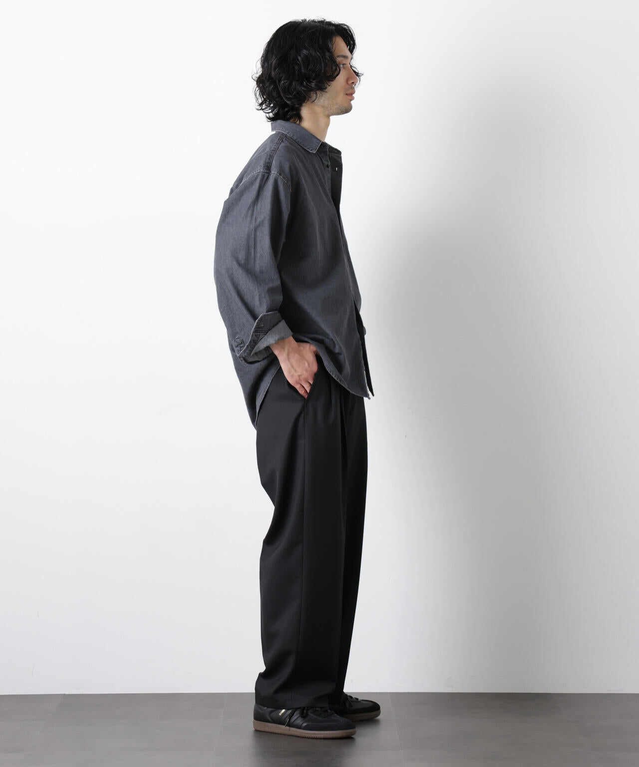 「OtoNANO」大人のワイドシャツ デニムシャツ 長袖