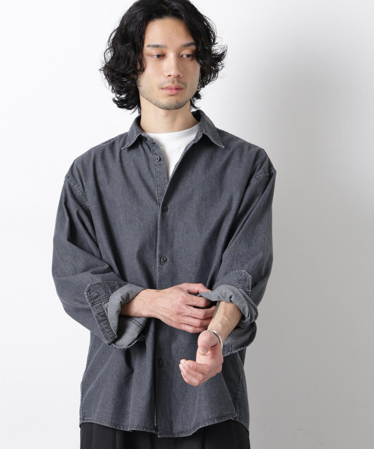 「OtoNANO」大人のワイドシャツ デニムシャツ 長袖