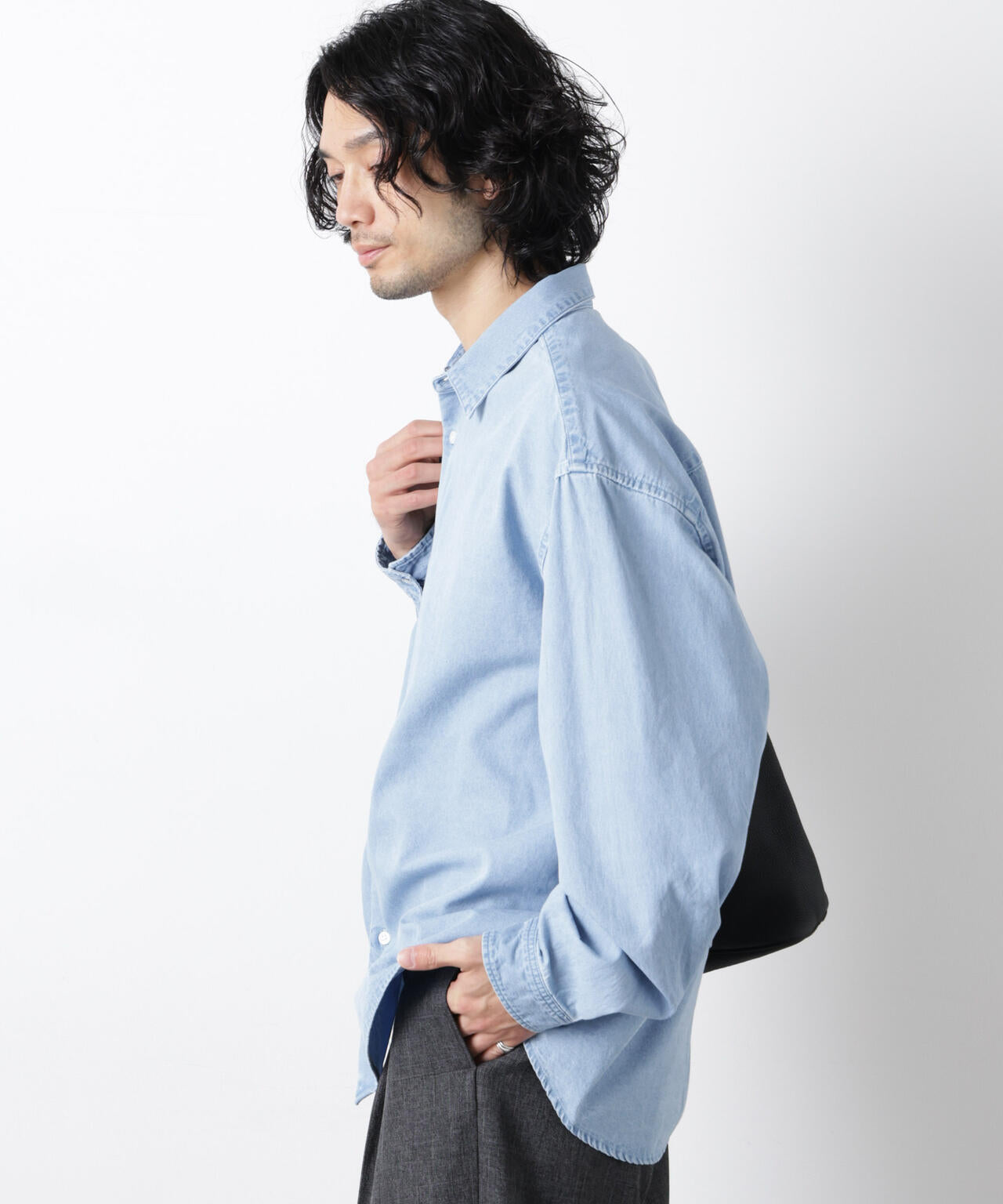 「OtoNANO」大人のワイドシャツ デニムシャツ 長袖