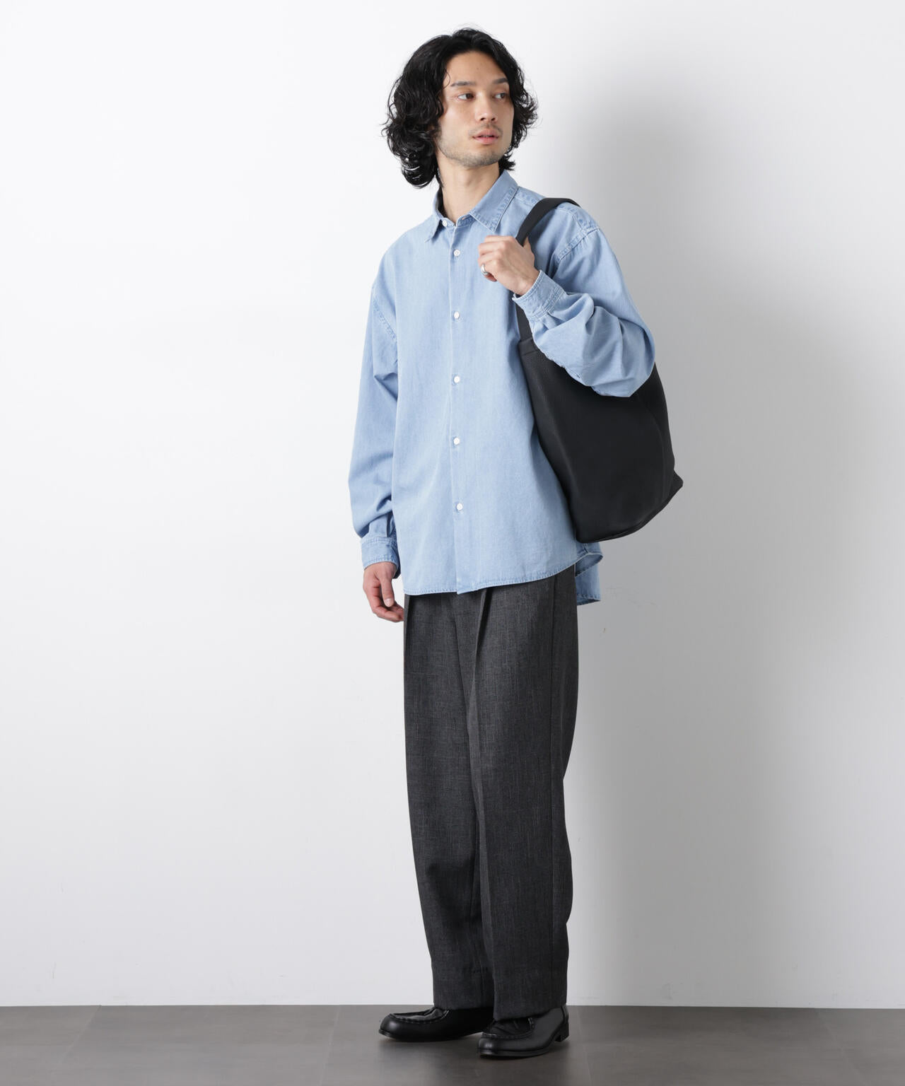 「OtoNANO」大人のワイドシャツ デニムシャツ 長袖