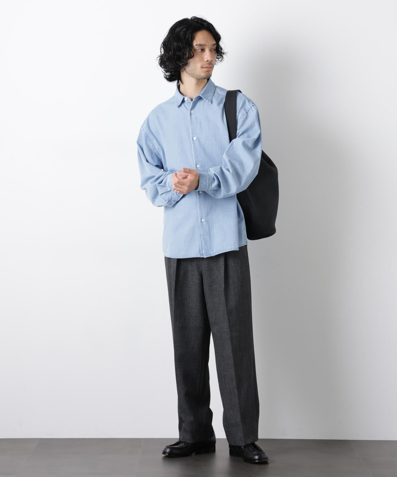 「OtoNANO」大人のワイドシャツ デニムシャツ 長袖