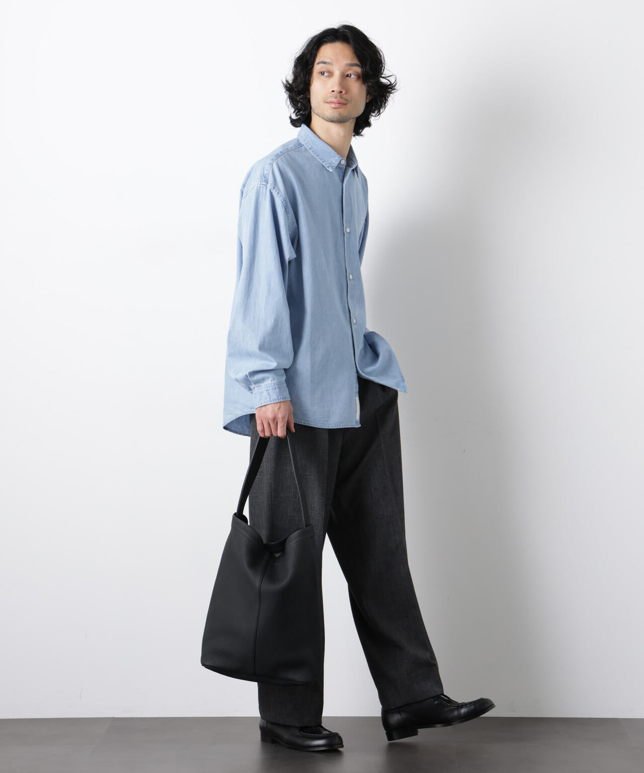 「OtoNANO」大人のワイドシャツ デニムシャツ 長袖