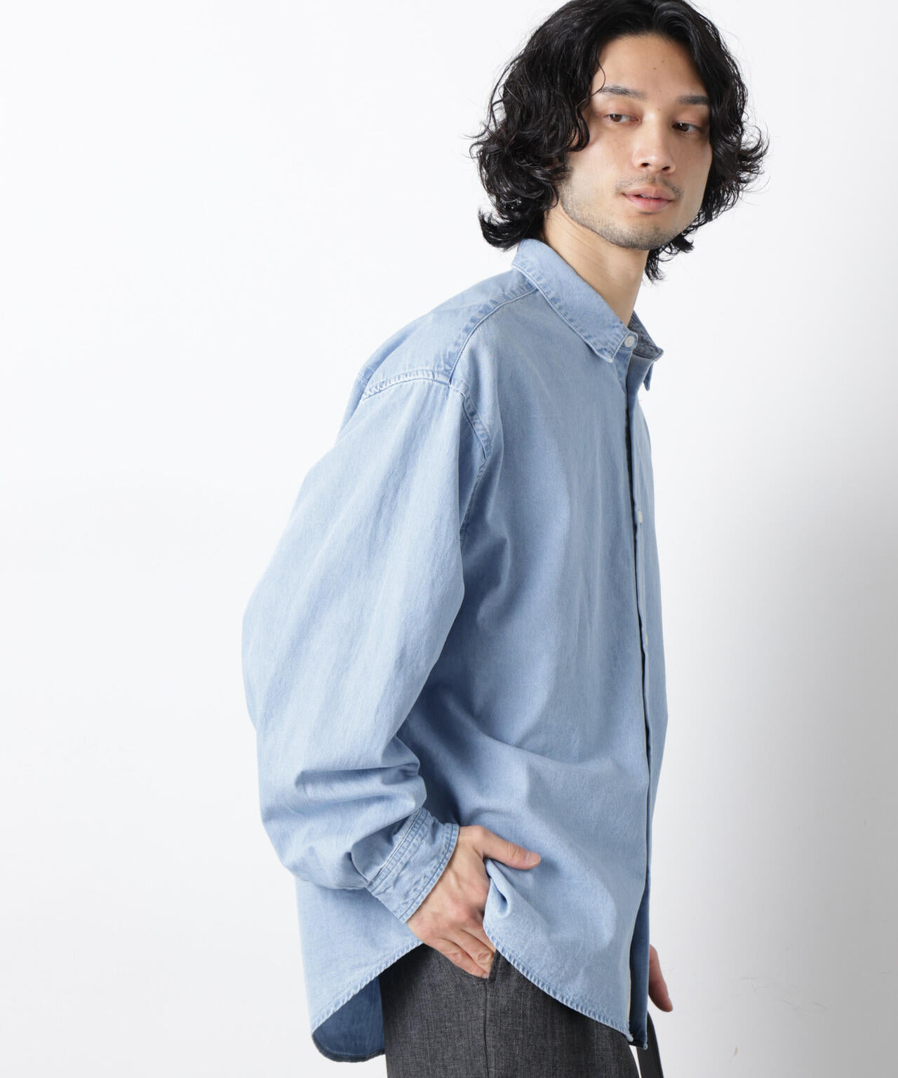 「OtoNANO」大人のワイドシャツ デニムシャツ 長袖