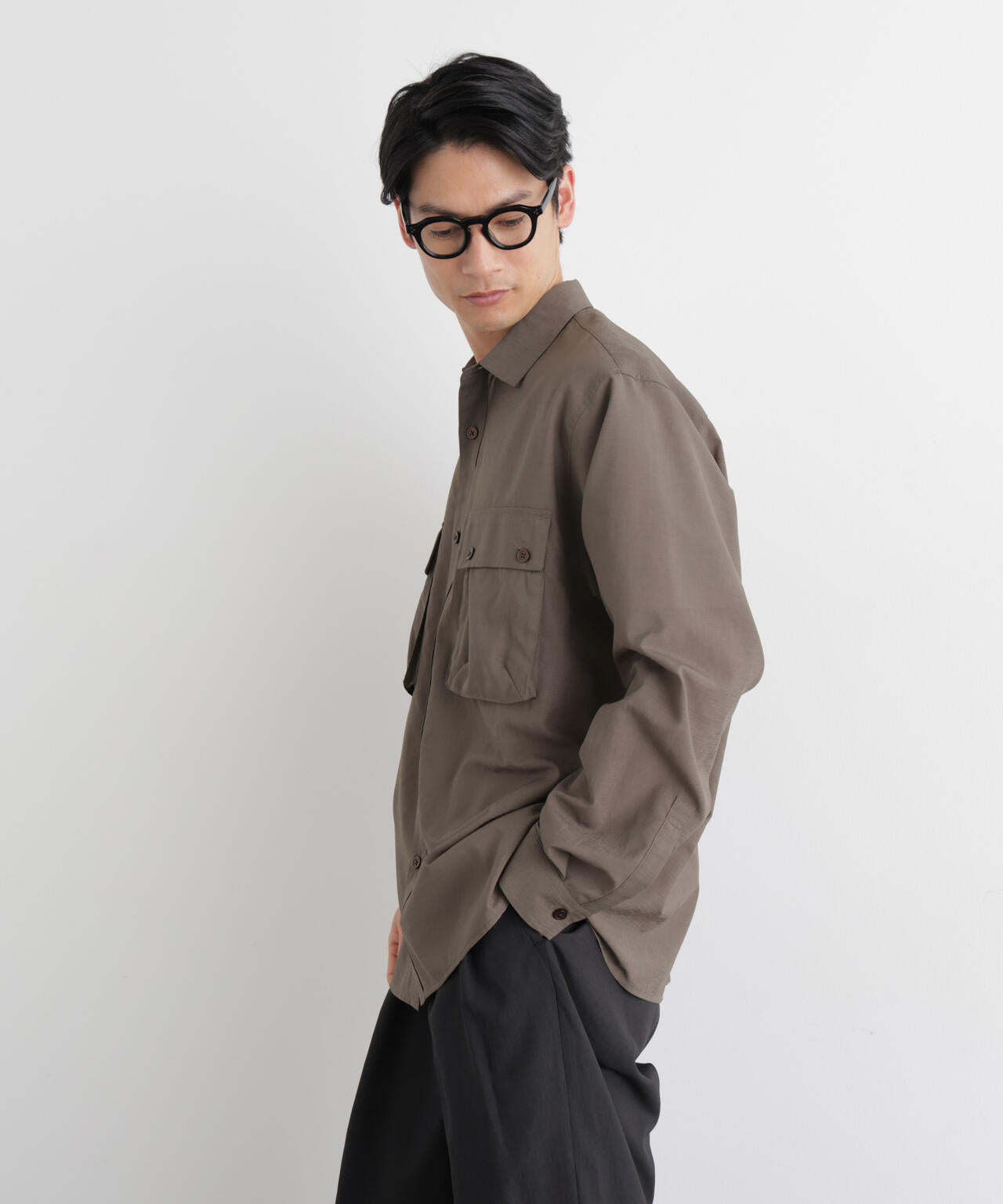 テクニカルリネンライクWポケットシャツジャケット/吸水速乾・接触冷感・UVカット(セットアップ可)