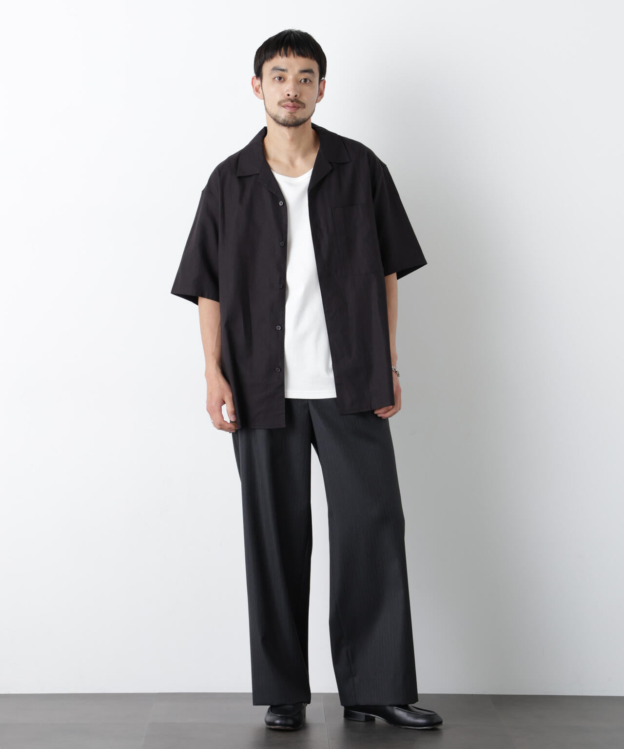 「FRENCH LINEN」 フライフロント半袖シャツ