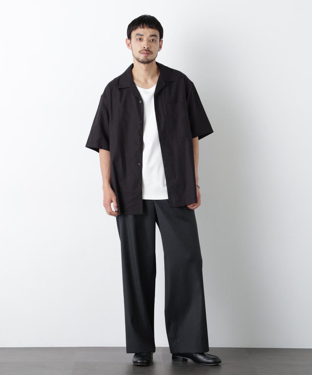 「FRENCH LINEN」 フライフロント半袖シャツ