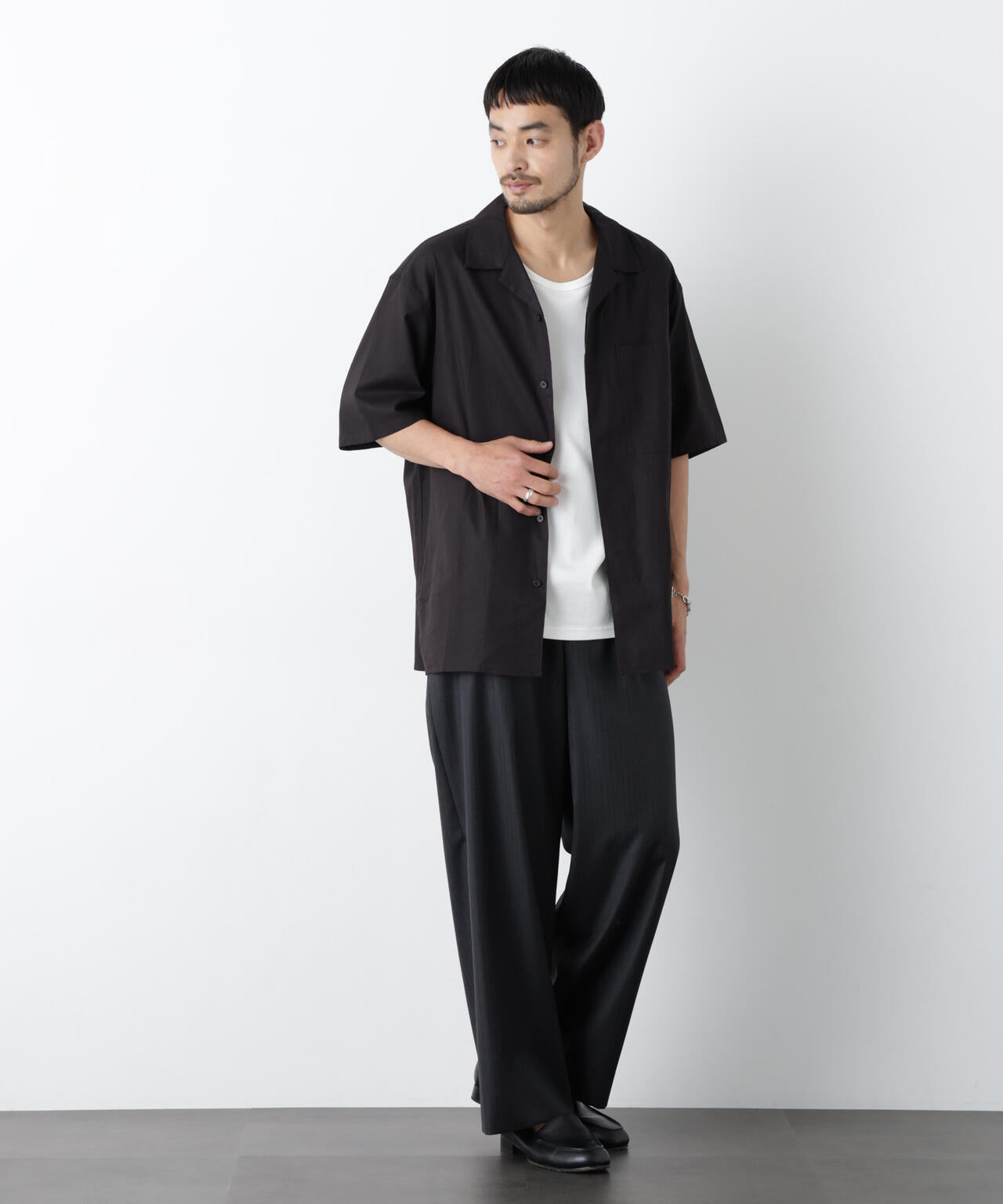 「FRENCH LINEN」 フライフロント半袖シャツ