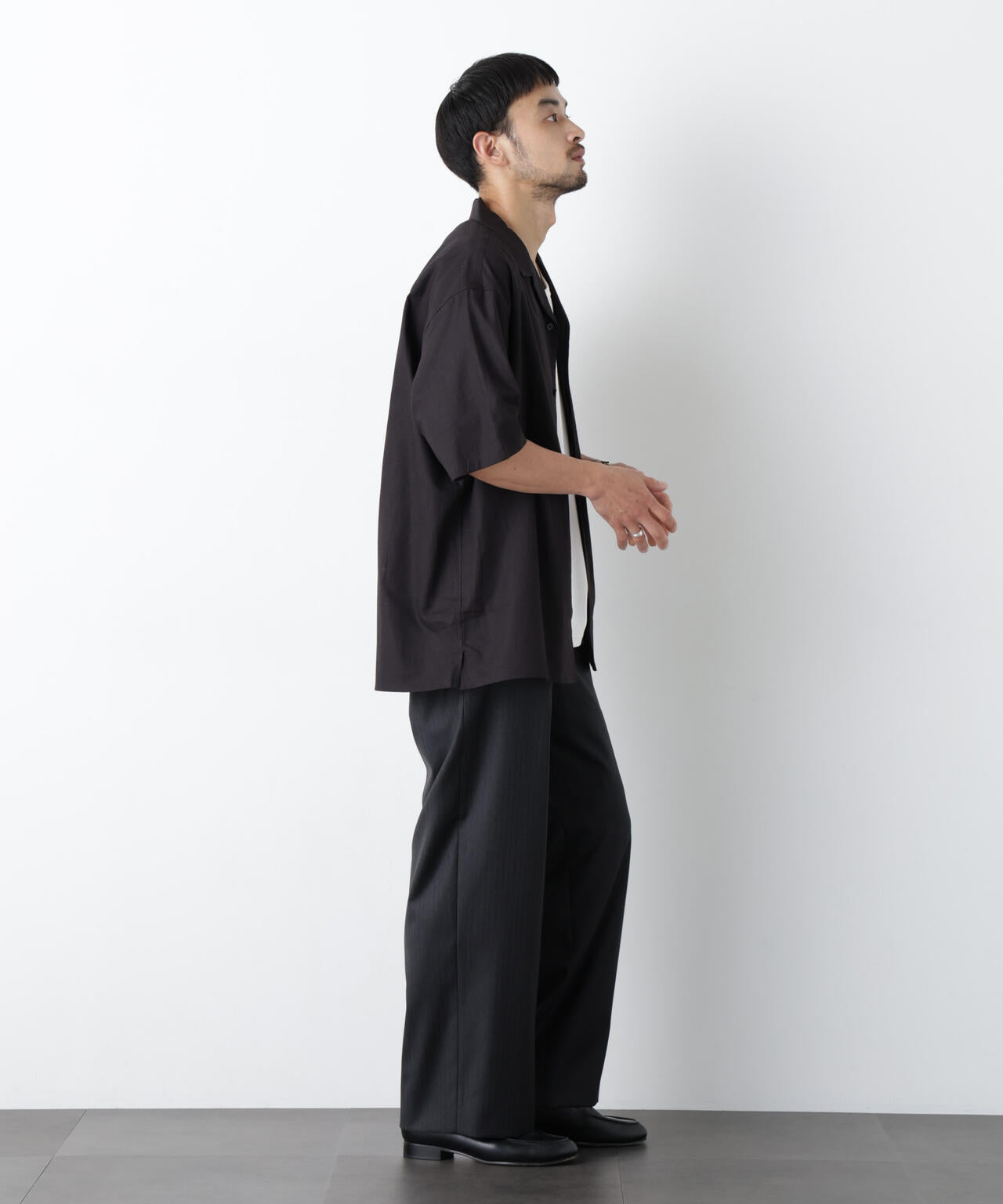 「FRENCH LINEN」 フライフロント半袖シャツ