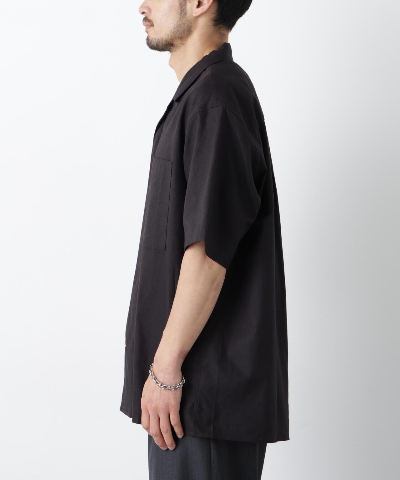 「FRENCH LINEN」 フライフロント半袖シャツ