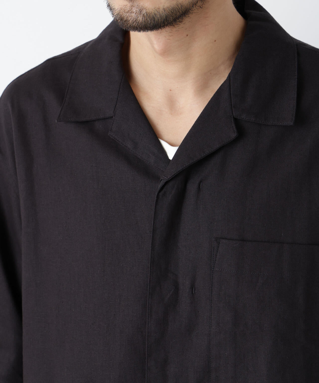 「FRENCH LINEN」 フライフロント半袖シャツ