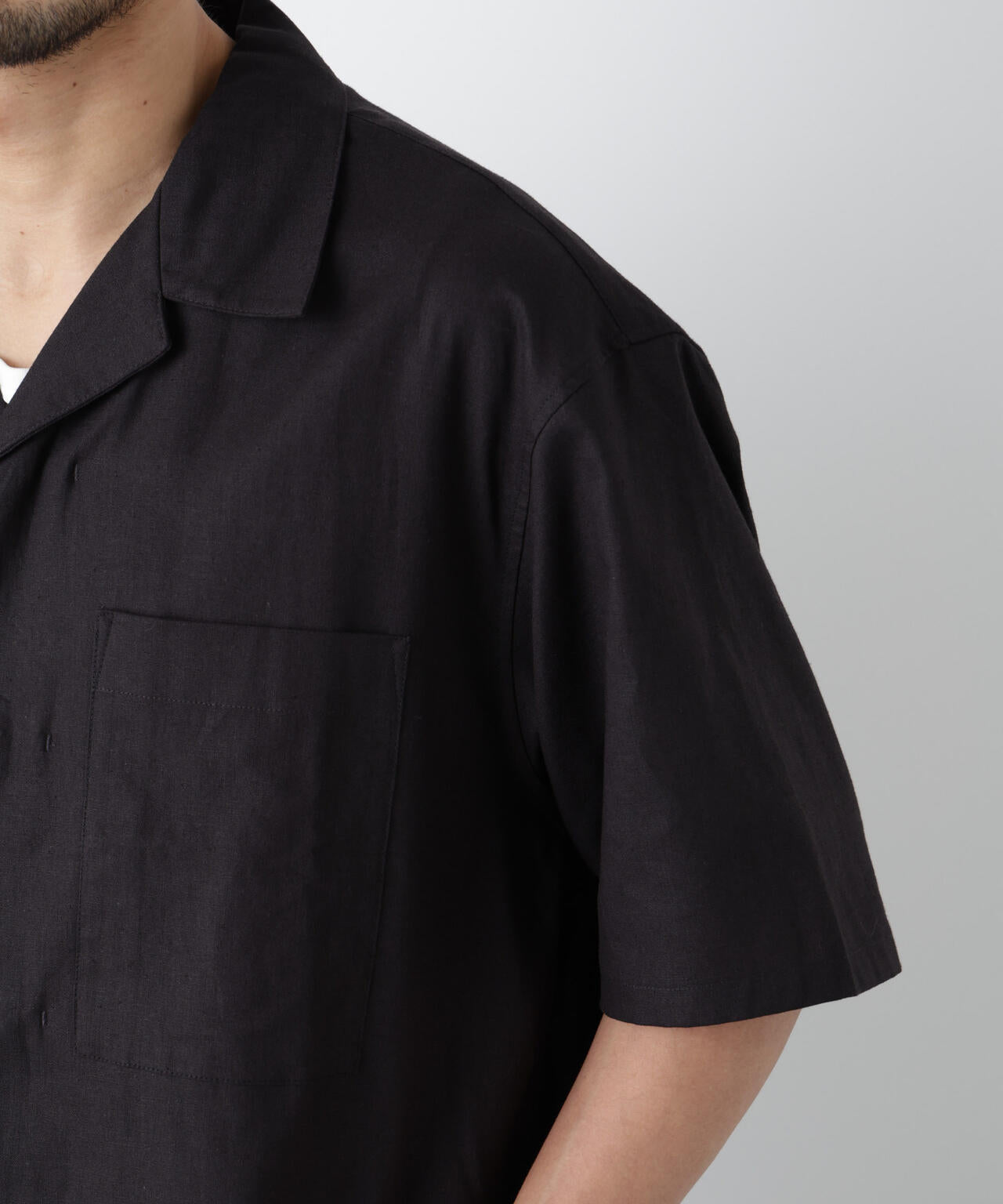 「FRENCH LINEN」 フライフロント半袖シャツ