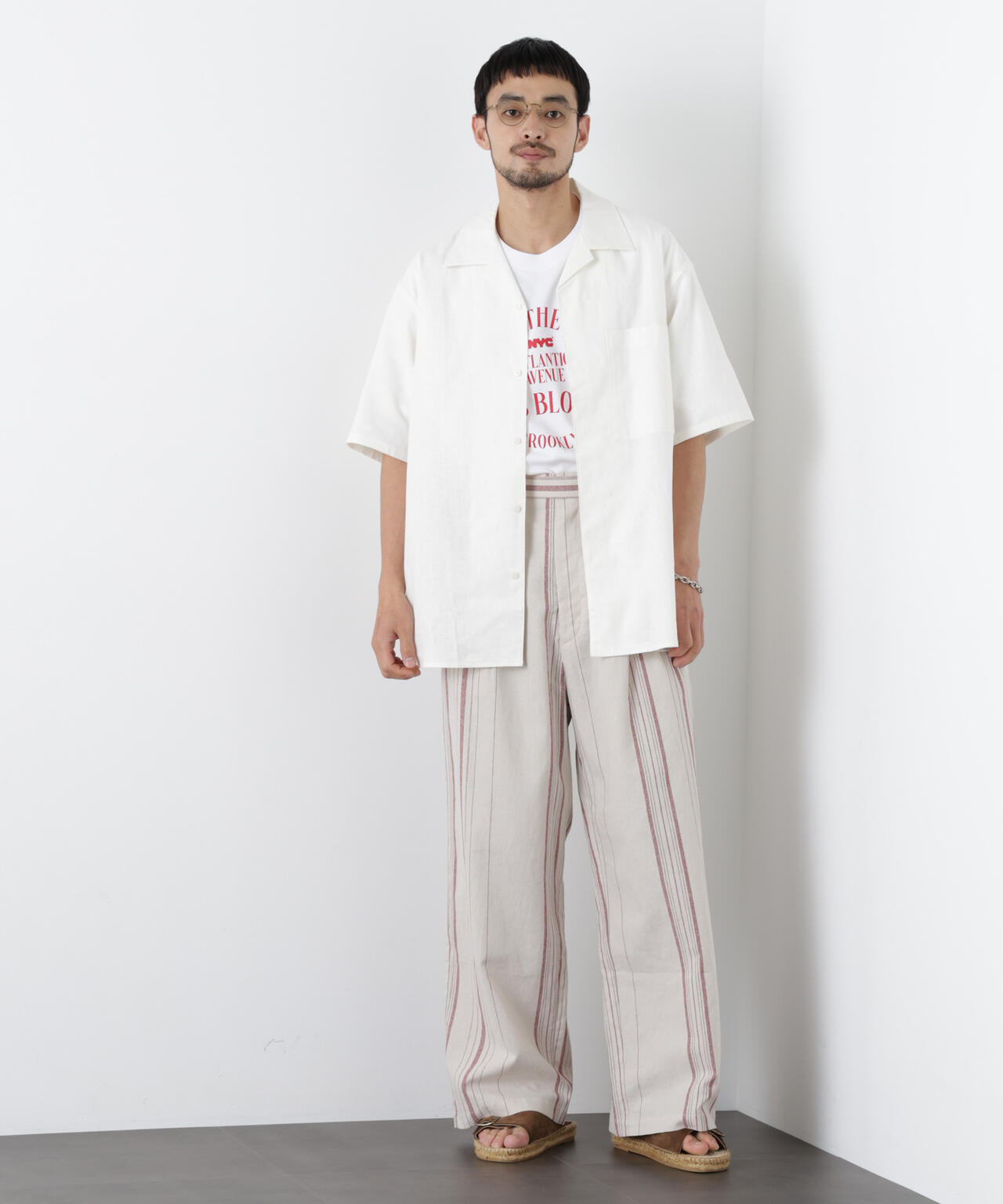 「FRENCH LINEN」 フライフロント半袖シャツ
