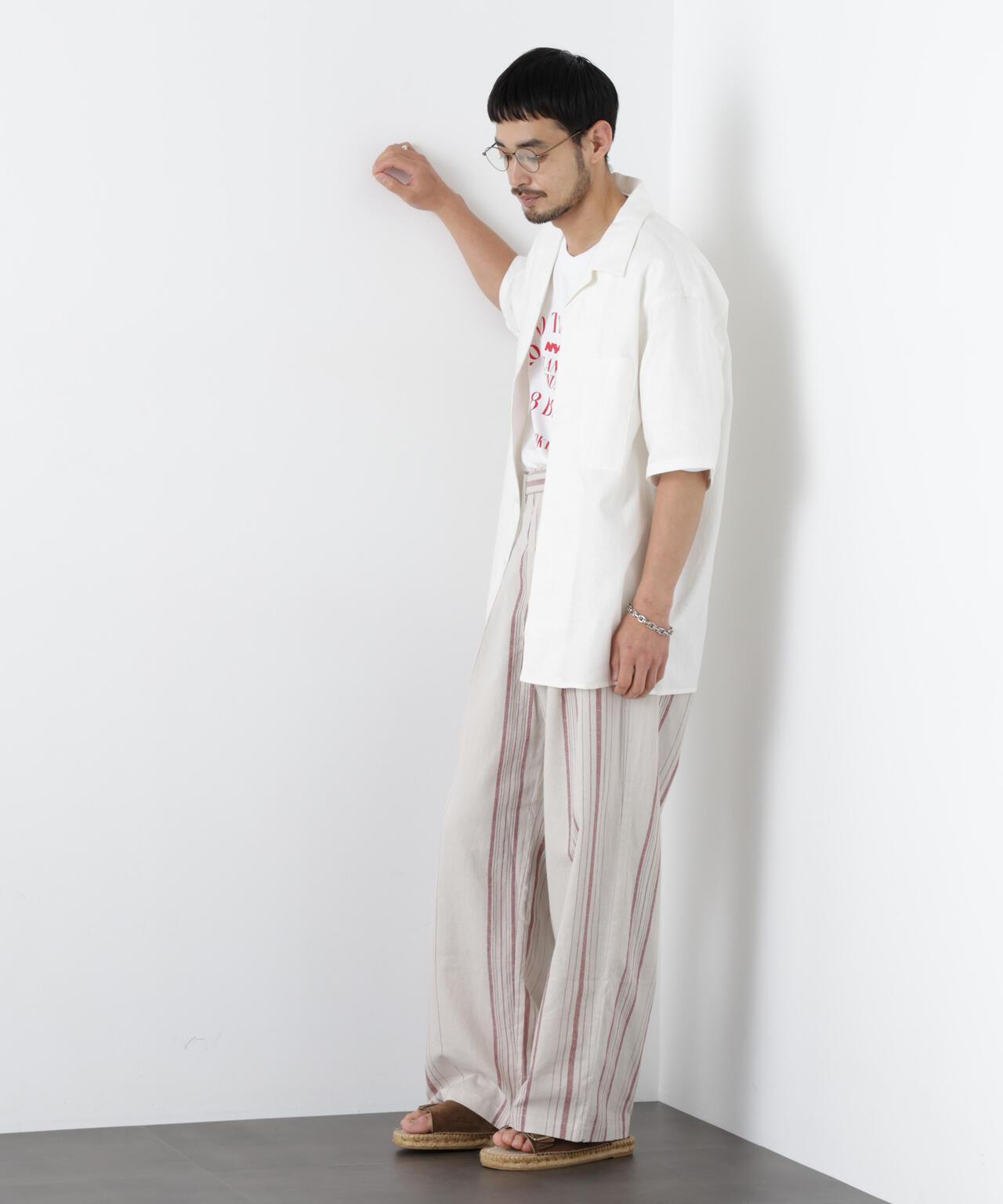 「FRENCH LINEN」 フライフロント半袖シャツ