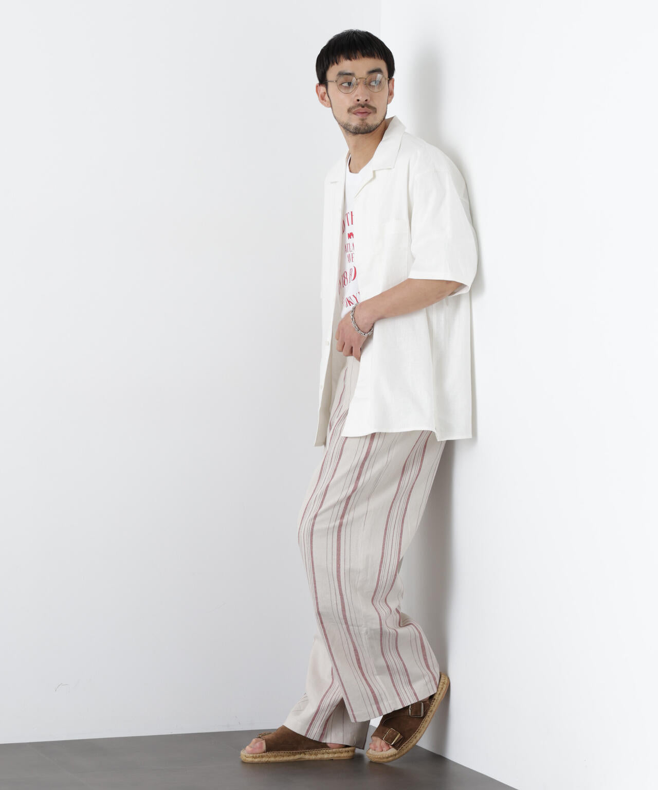 「FRENCH LINEN」 フライフロント半袖シャツ