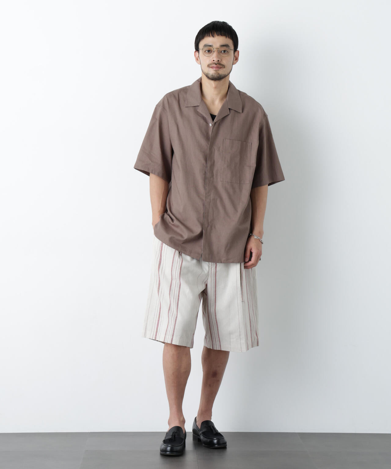 「FRENCH LINEN」 フライフロント半袖シャツ
