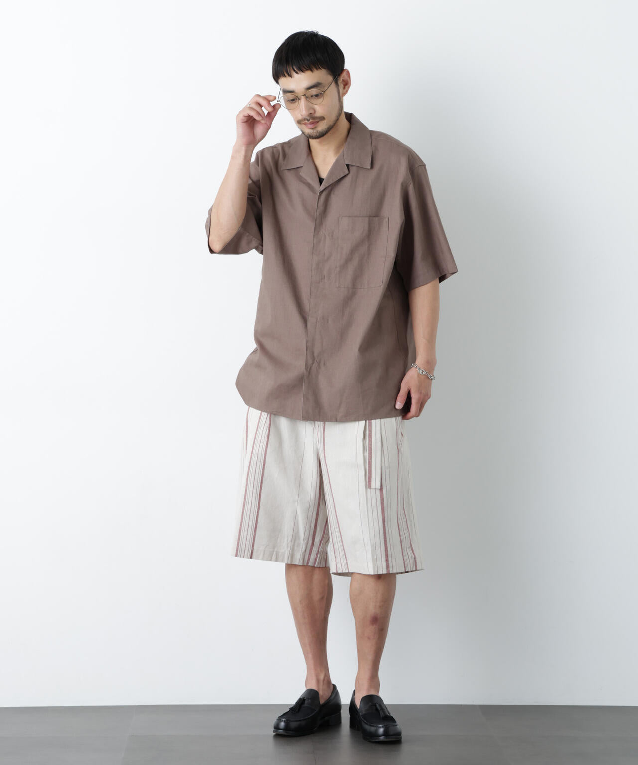 「FRENCH LINEN」 フライフロント半袖シャツ