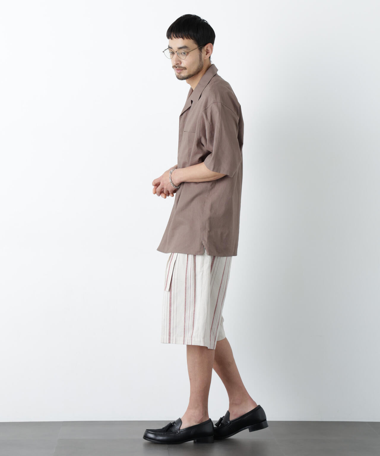 「FRENCH LINEN」 フライフロント半袖シャツ