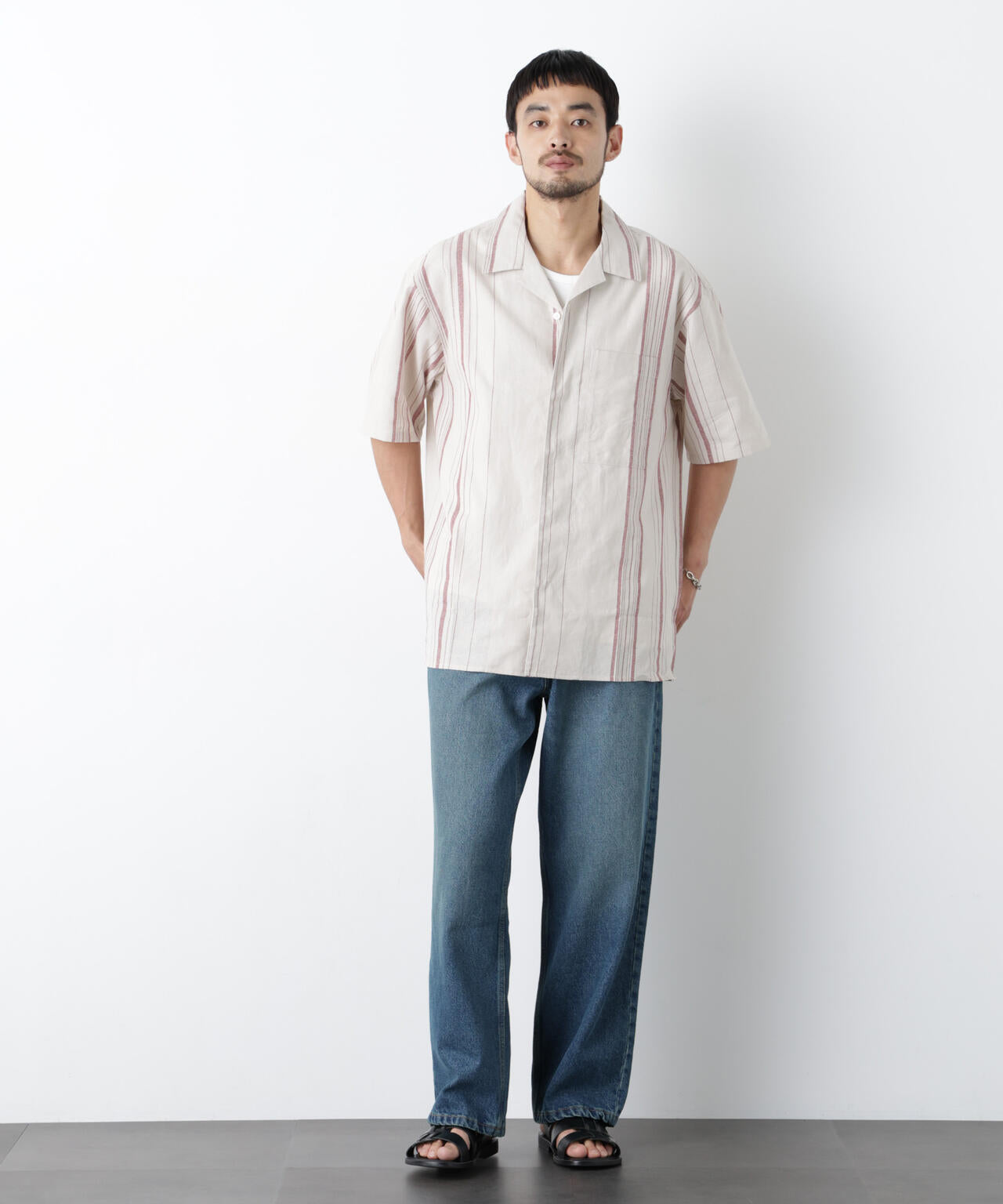 「FRENCH LINEN」 フライフロント半袖シャツ