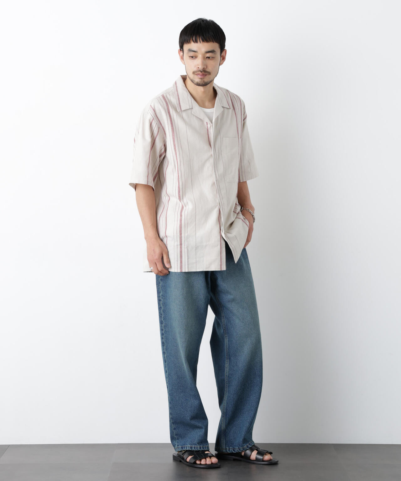 「FRENCH LINEN」 フライフロント半袖シャツ