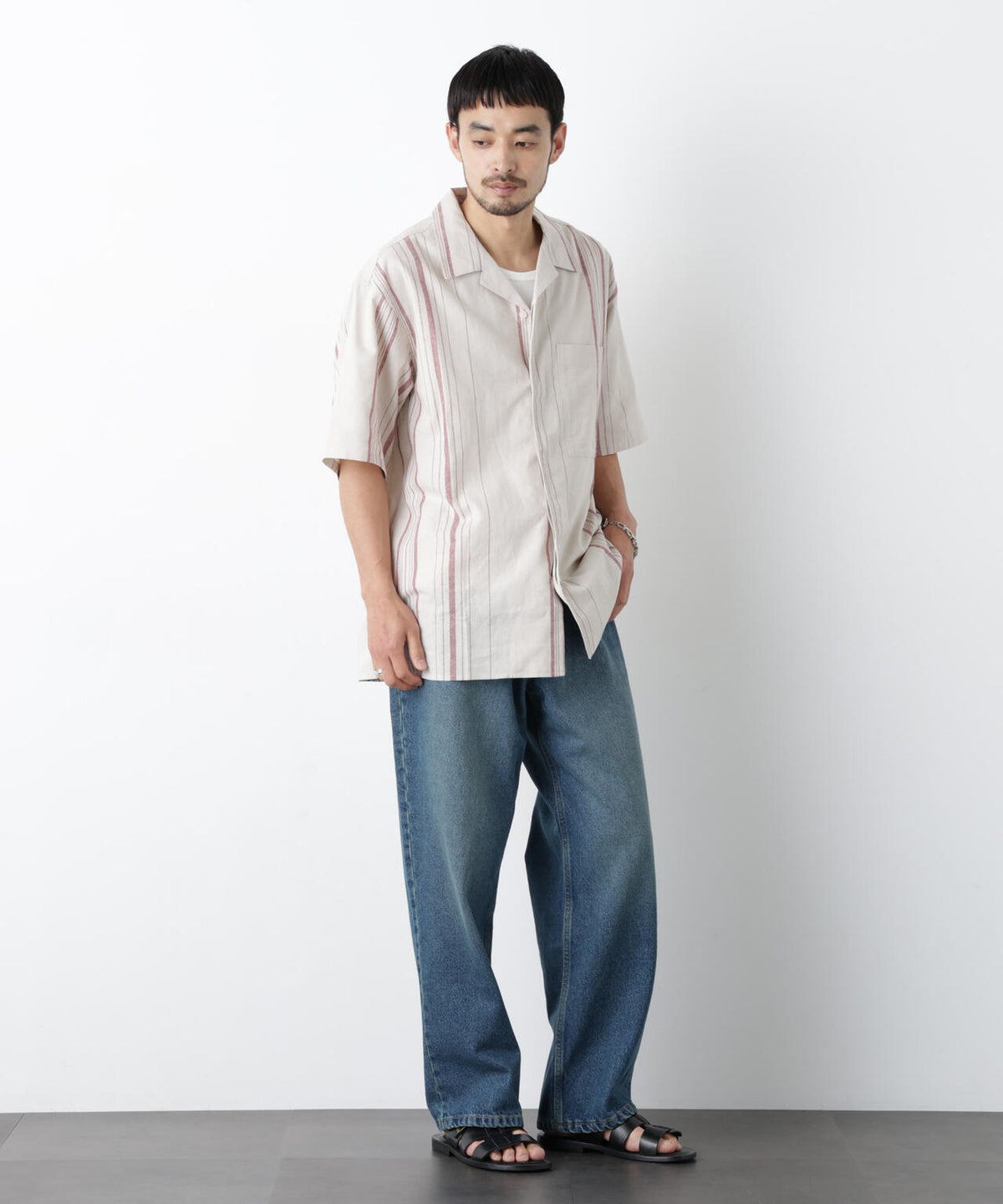 「FRENCH LINEN」 フライフロント半袖シャツ