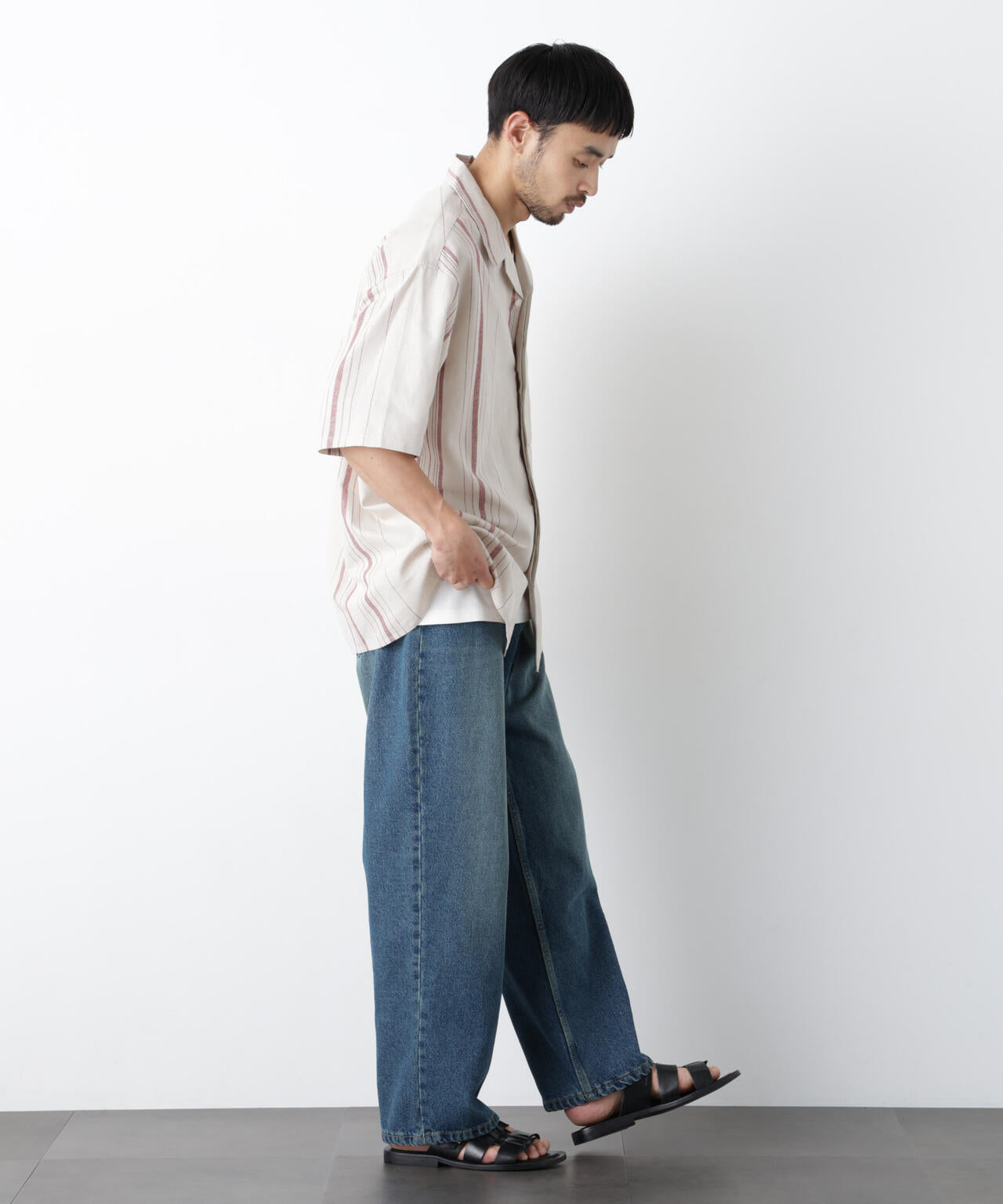 「FRENCH LINEN」 フライフロント半袖シャツ
